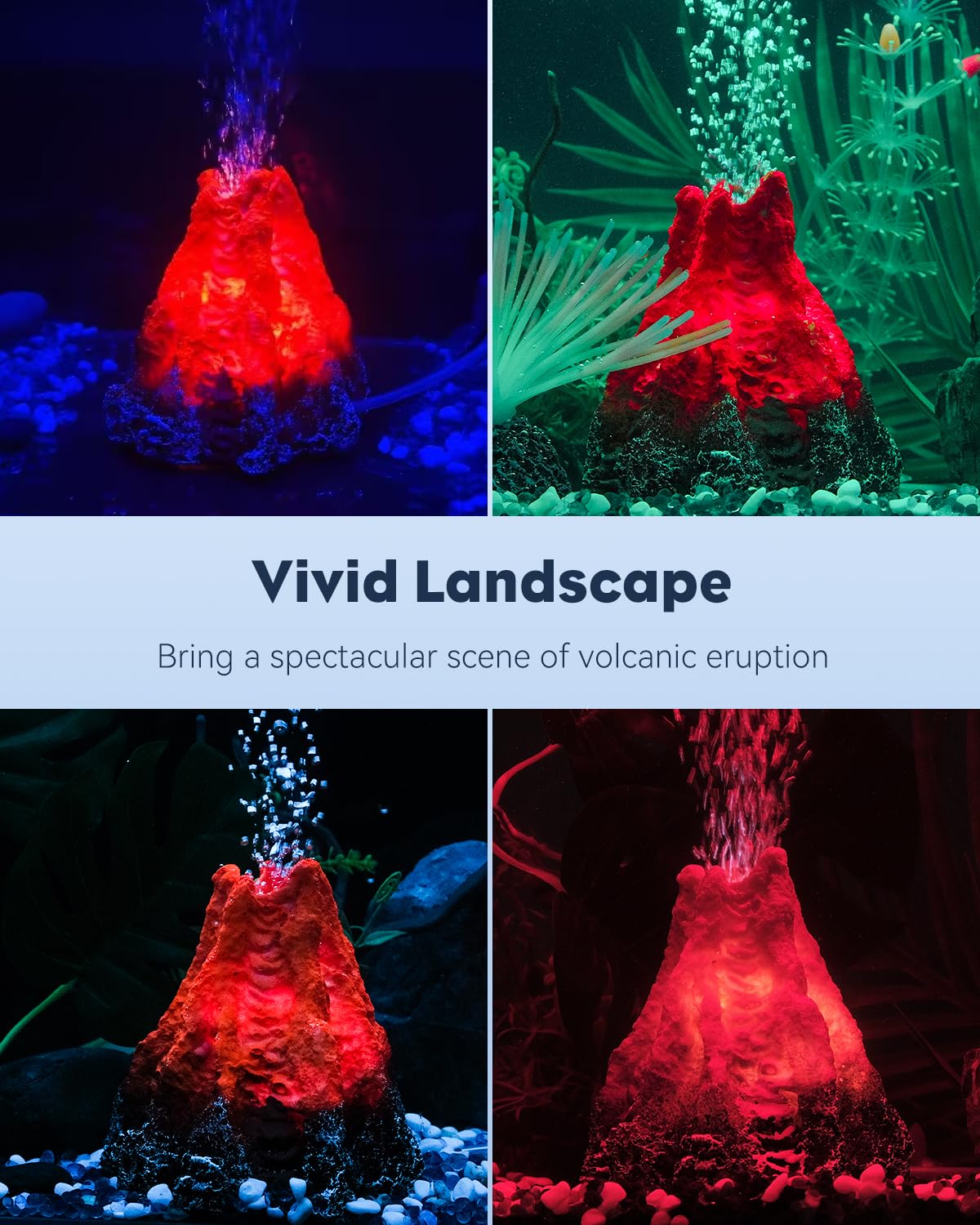 Uniclife volcano LED color-change lights create vibrant tank illumination