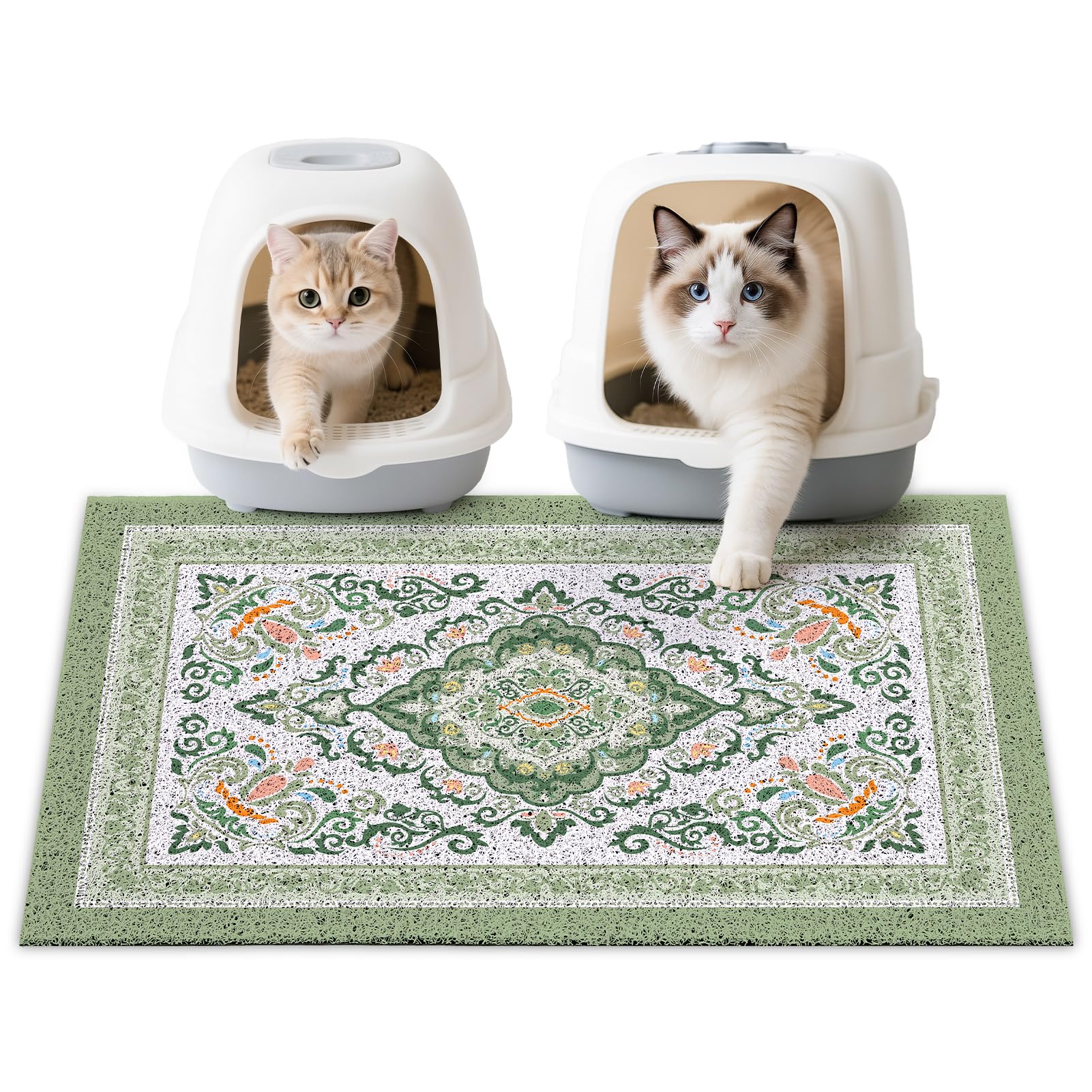 Unicorn Catcher cat litter mat with darkseagreen design traps litter for a cleaner space.