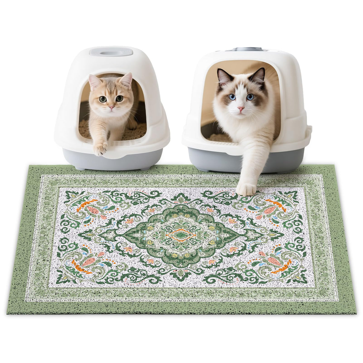 Unicorn Catcher cat litter mat with darkseagreen design traps litter for a cleaner space.
