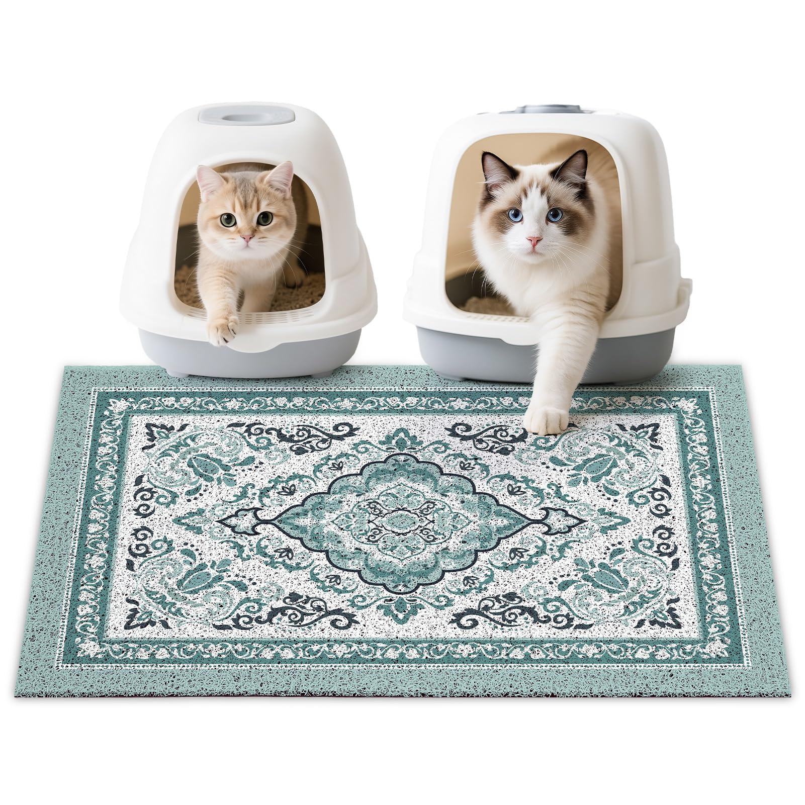 Unicorn Catcher cat litter mat 33x22 with non-slip backing protects floors.