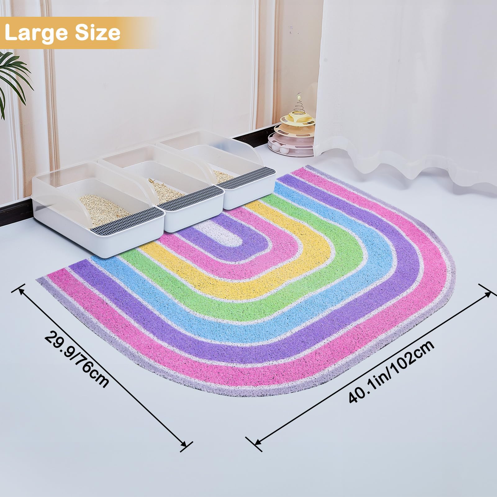 Unicorn Catcher pink XL litter mat folded side view shows compact storage.