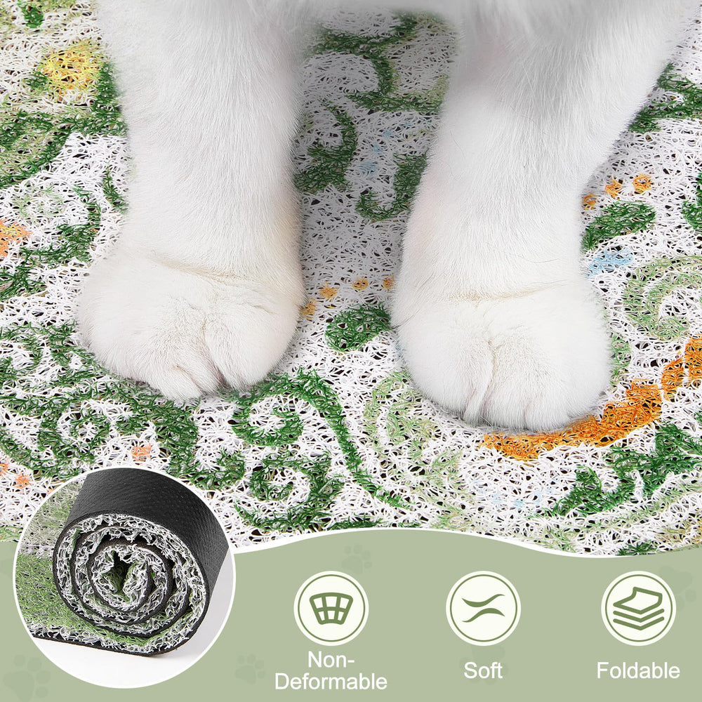 Unicorn Catcher decorative-pattern mat blends with home decor while trapping litter.
