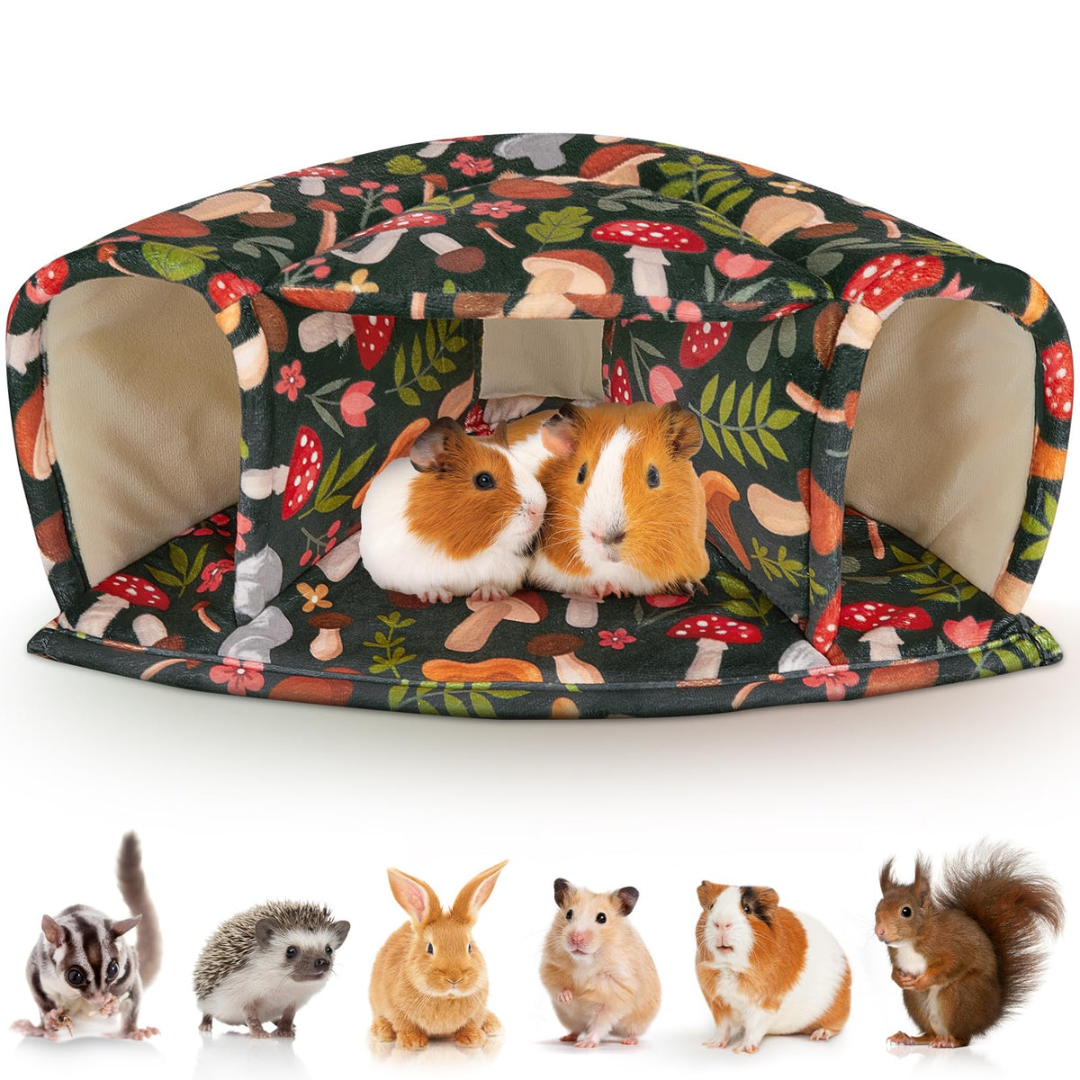 Unicorn Catcher guinea pig hideout in plush bed for snug, secure naps.