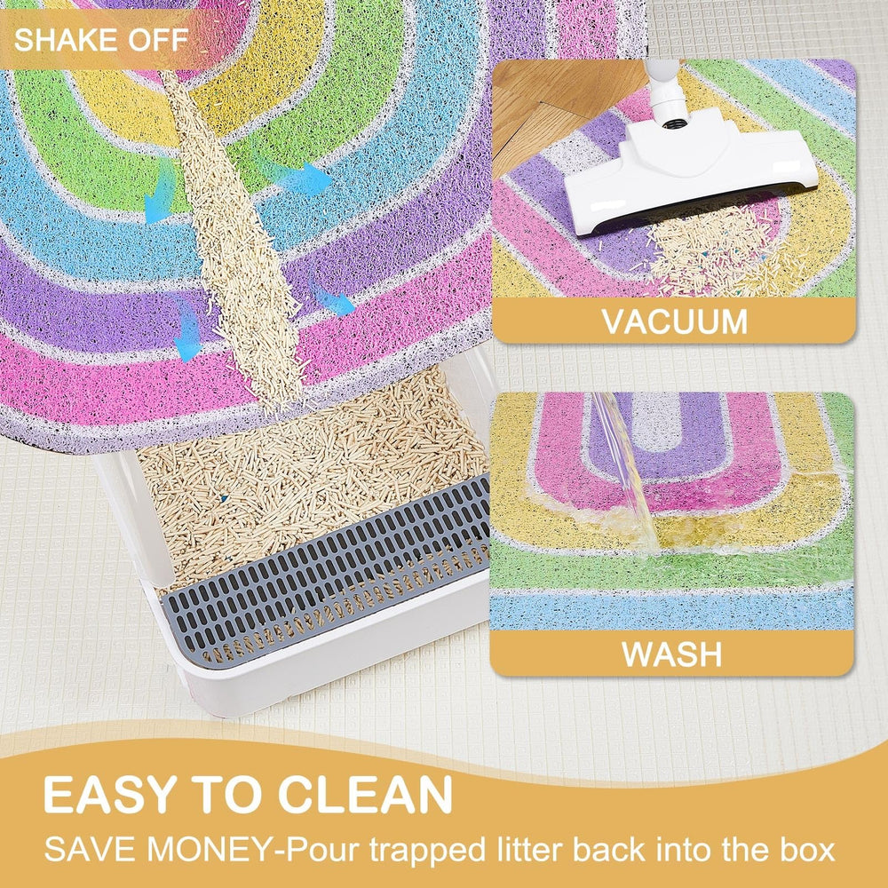 Unicorn Catcher dense mesh design traps litter, keeping floors clean.