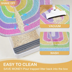 Unicorn Catcher dense mesh design traps litter, keeping floors clean.