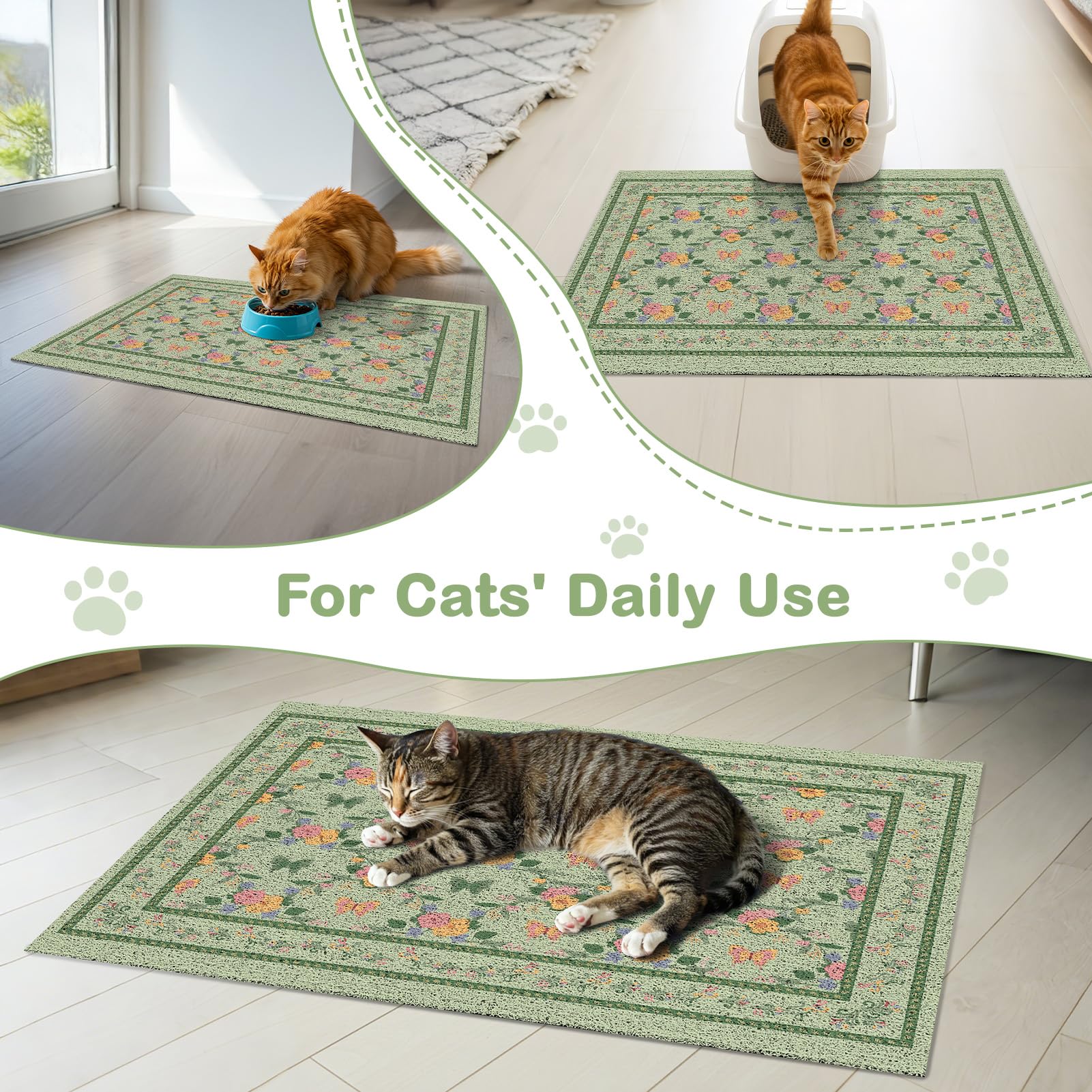 Unicorn Catcher litter mat provides easy cleaning by shaking, vacuuming, or rinsing.