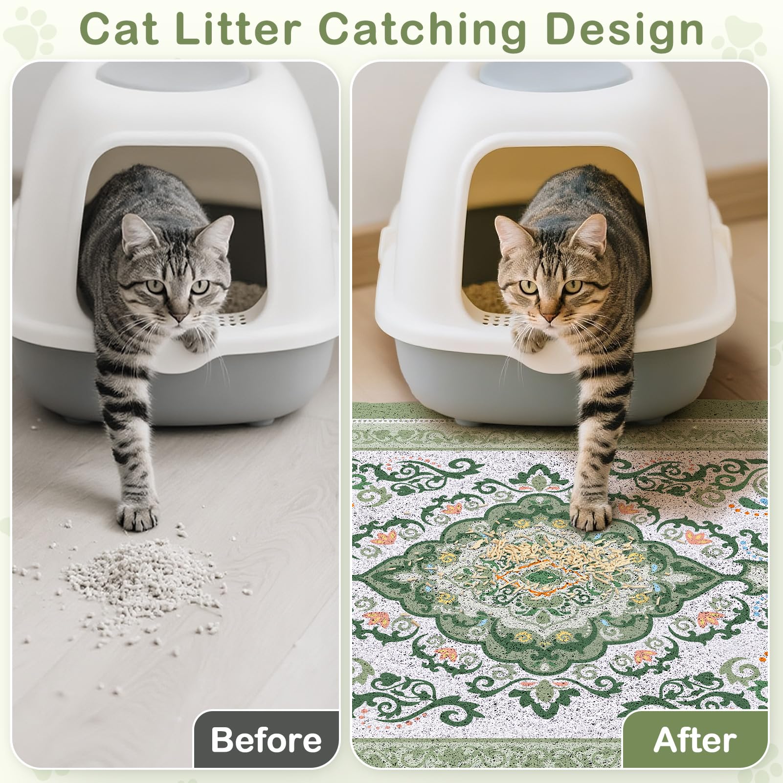 Unicorn Catcher non-slip back mat keeps litter contained and floors protected.