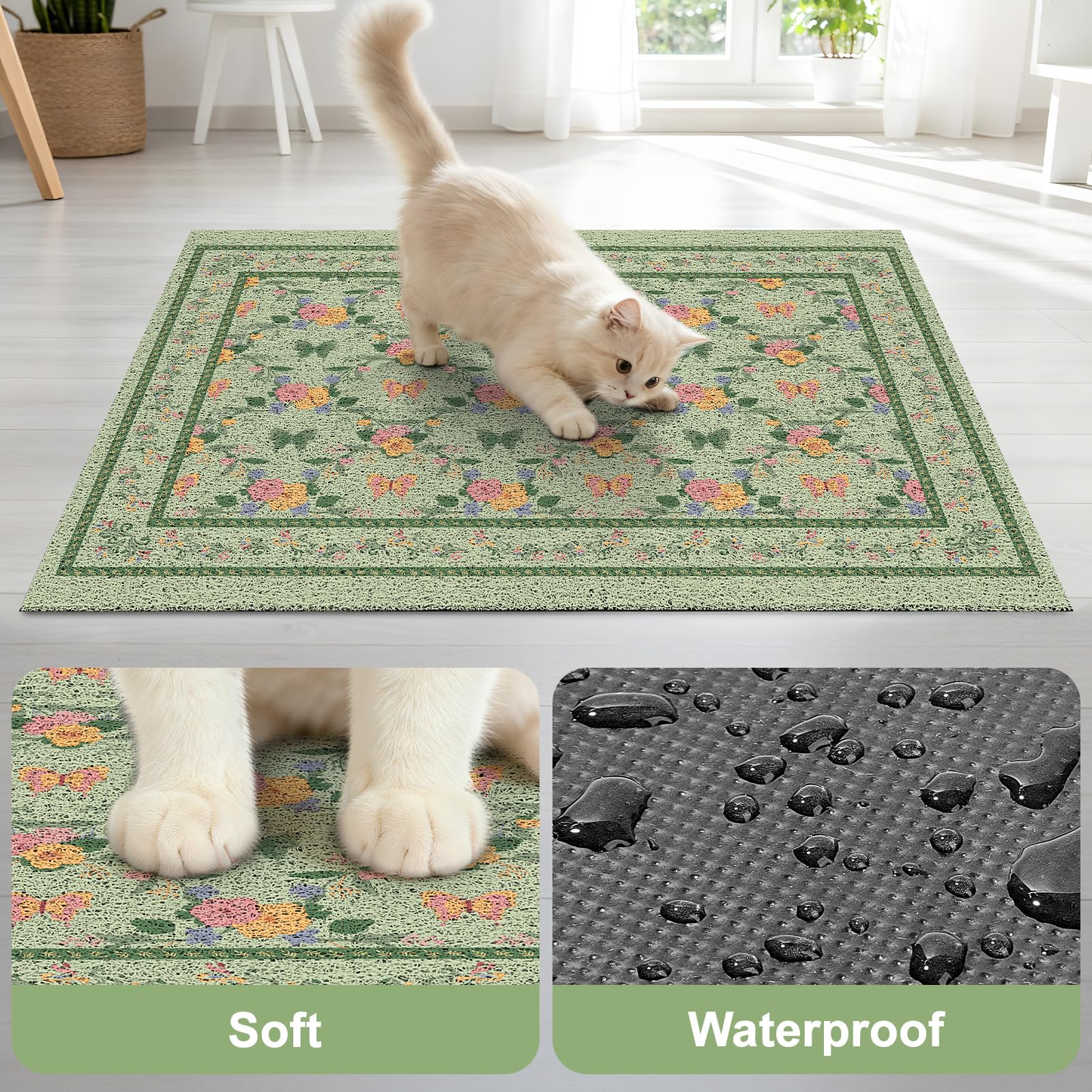 Unicorn Catcher litter mat offers soft surface for paw comfort and resting.