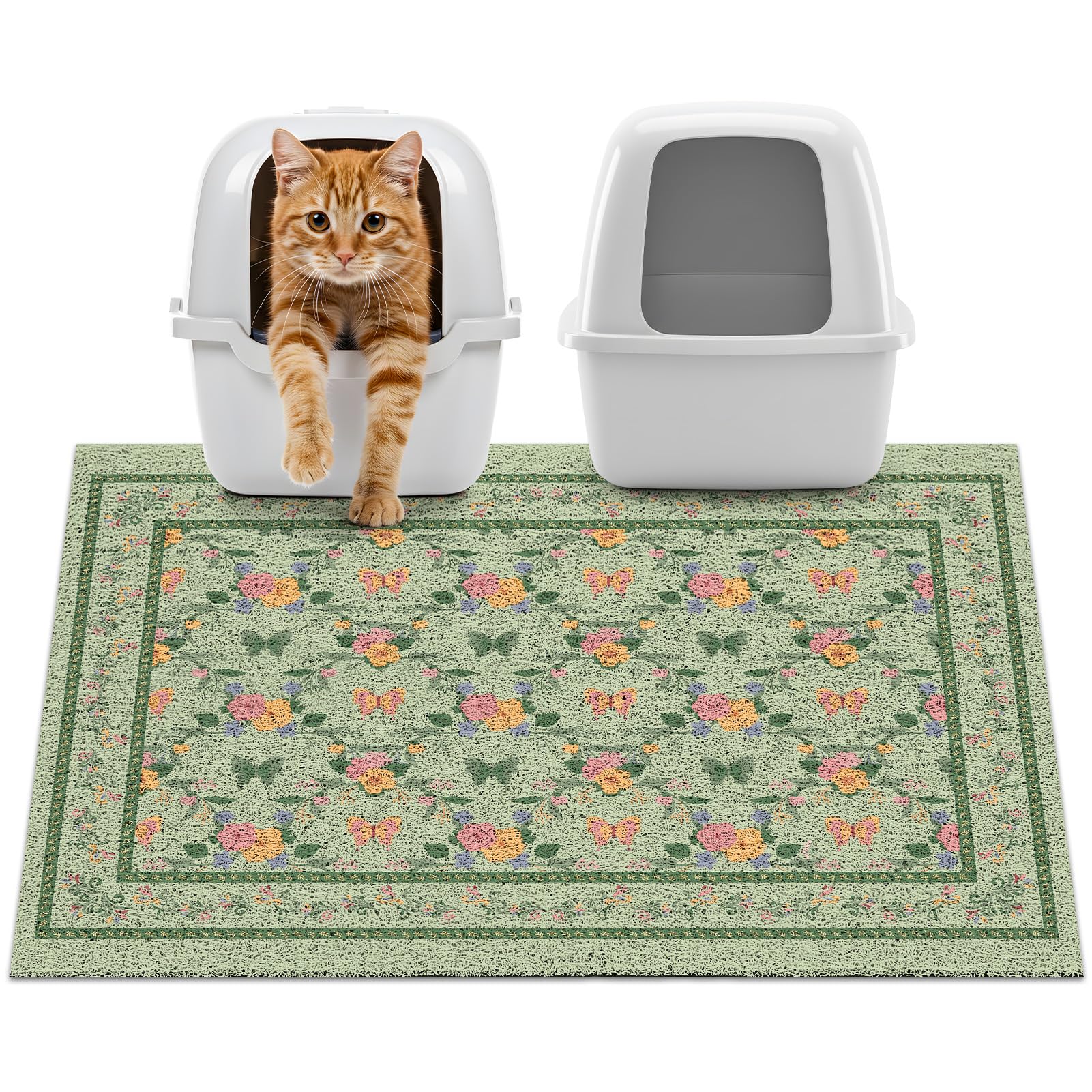 Unicorn Catcher litter mat with thick mesh design catches litter and protects floors.