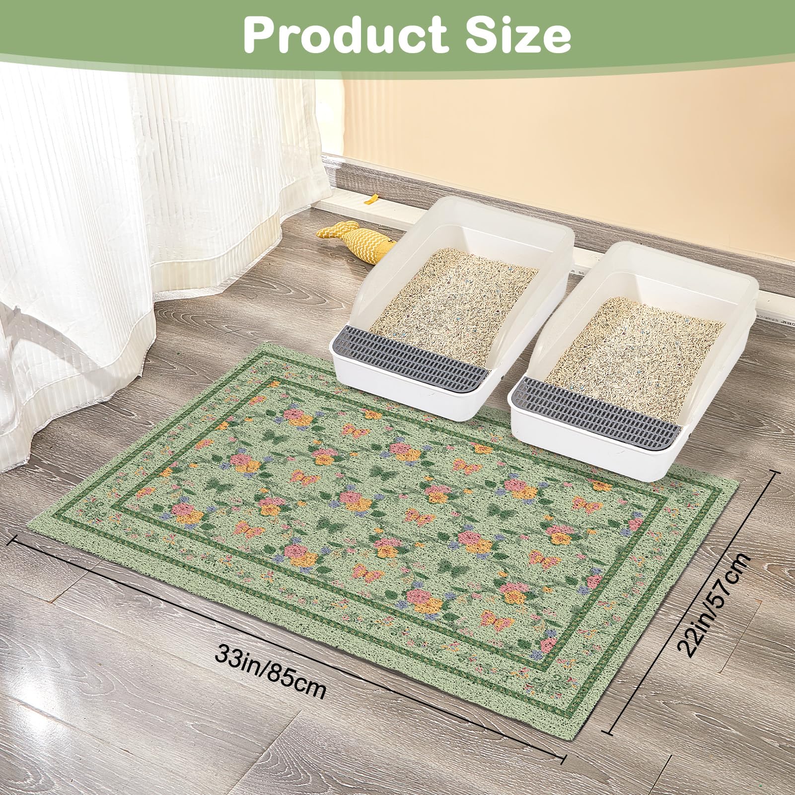 Unicorn Catcher mat comes in three sizes to fit most litter boxes.