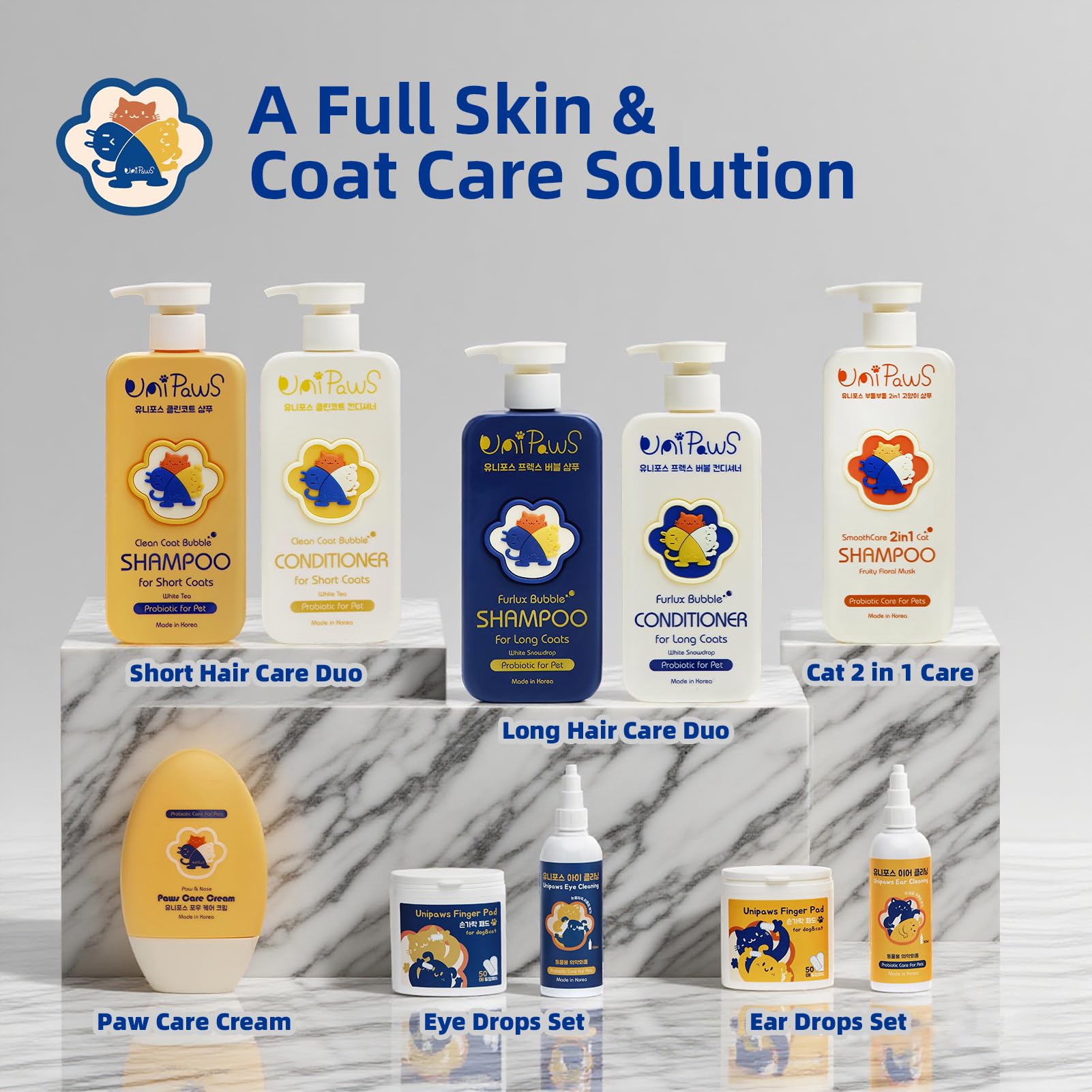 UNIPAWS silky-coat-after-use captures post-bath shine and smooth fur.