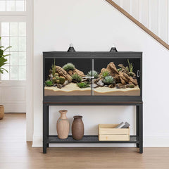 unipaws leopard gecko enclosure shows secure locks for safe daily handling