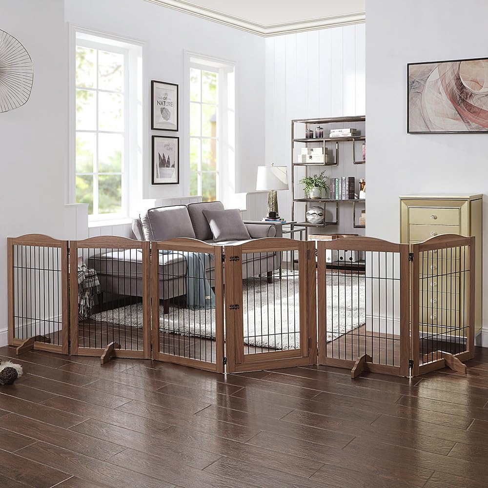 Unipaws walk-through door playpen for easy room transitions.
