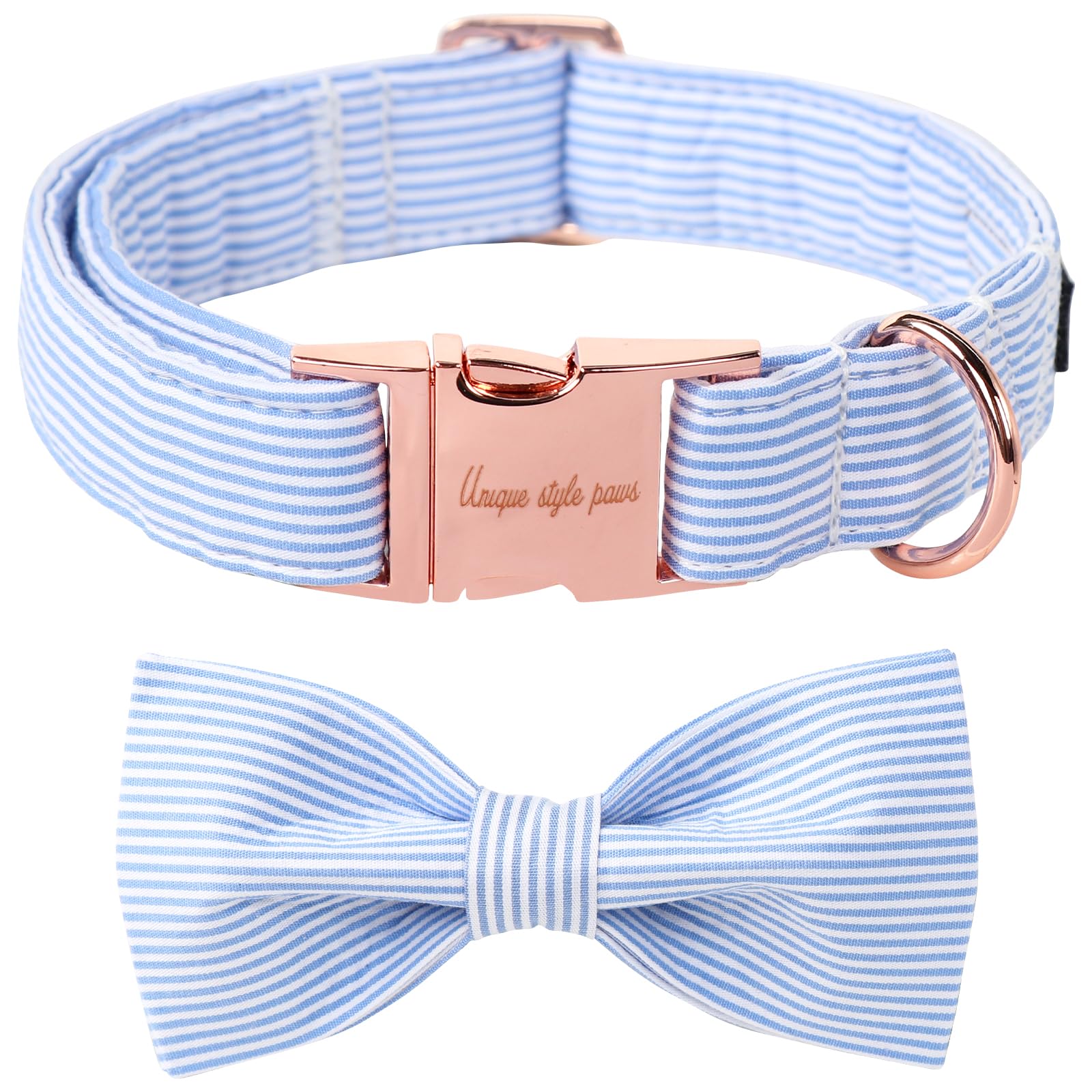 Unique Style Paws bowtie collar front view with soft cotton fabric and stylish design