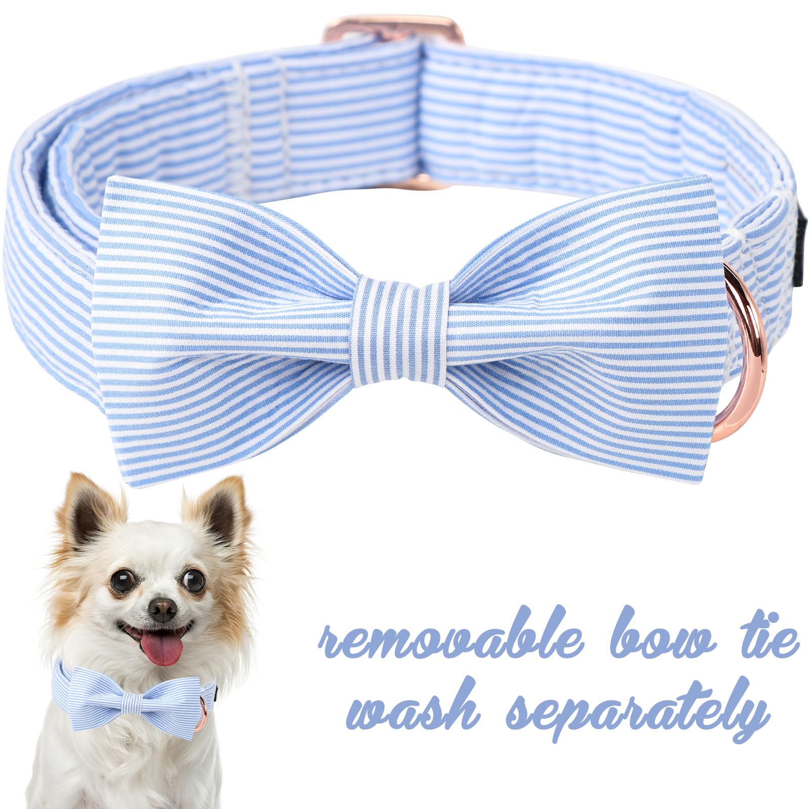 Unique Style Paws bowtie collar side view highlighting adjustable sizing for a comfortable fit