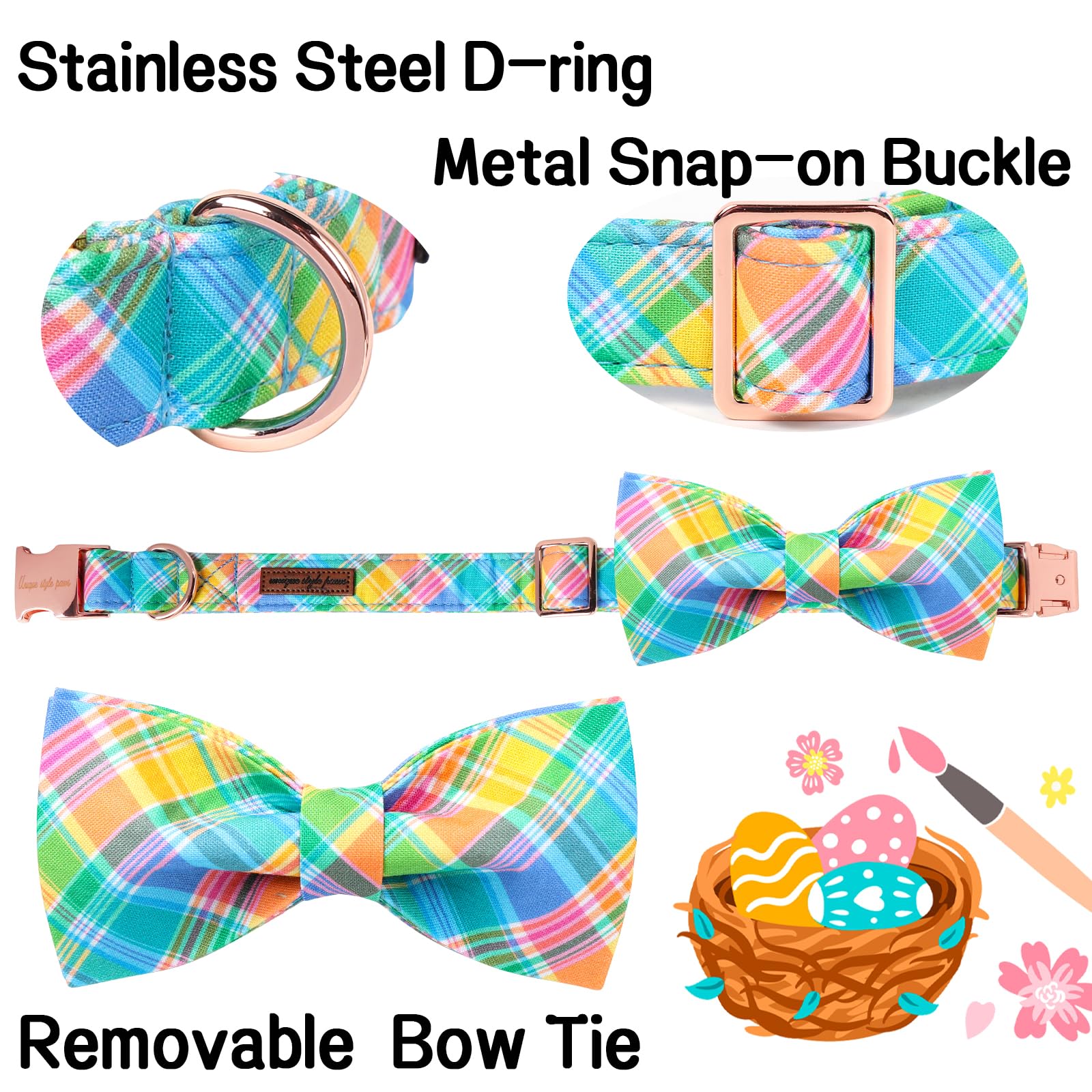 Unique Style Paws Easter eggs pattern collar adds seasonal flair