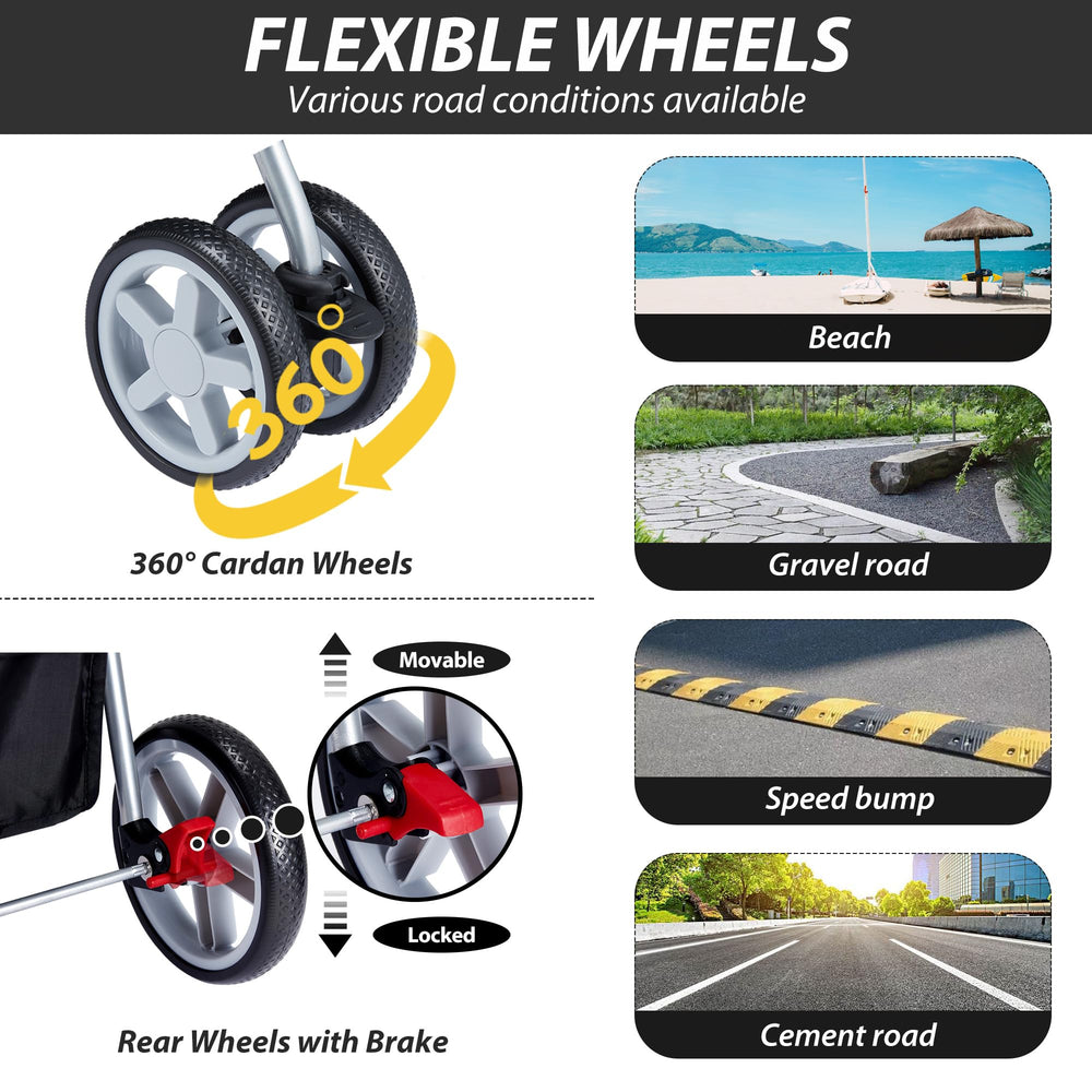 Unisakey pet stroller with 360-degree wheels for smooth mobility