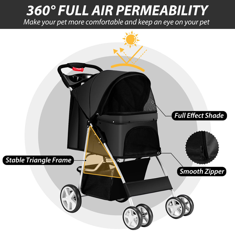 Unisakey pet stroller cup holder and storage basket for essentials