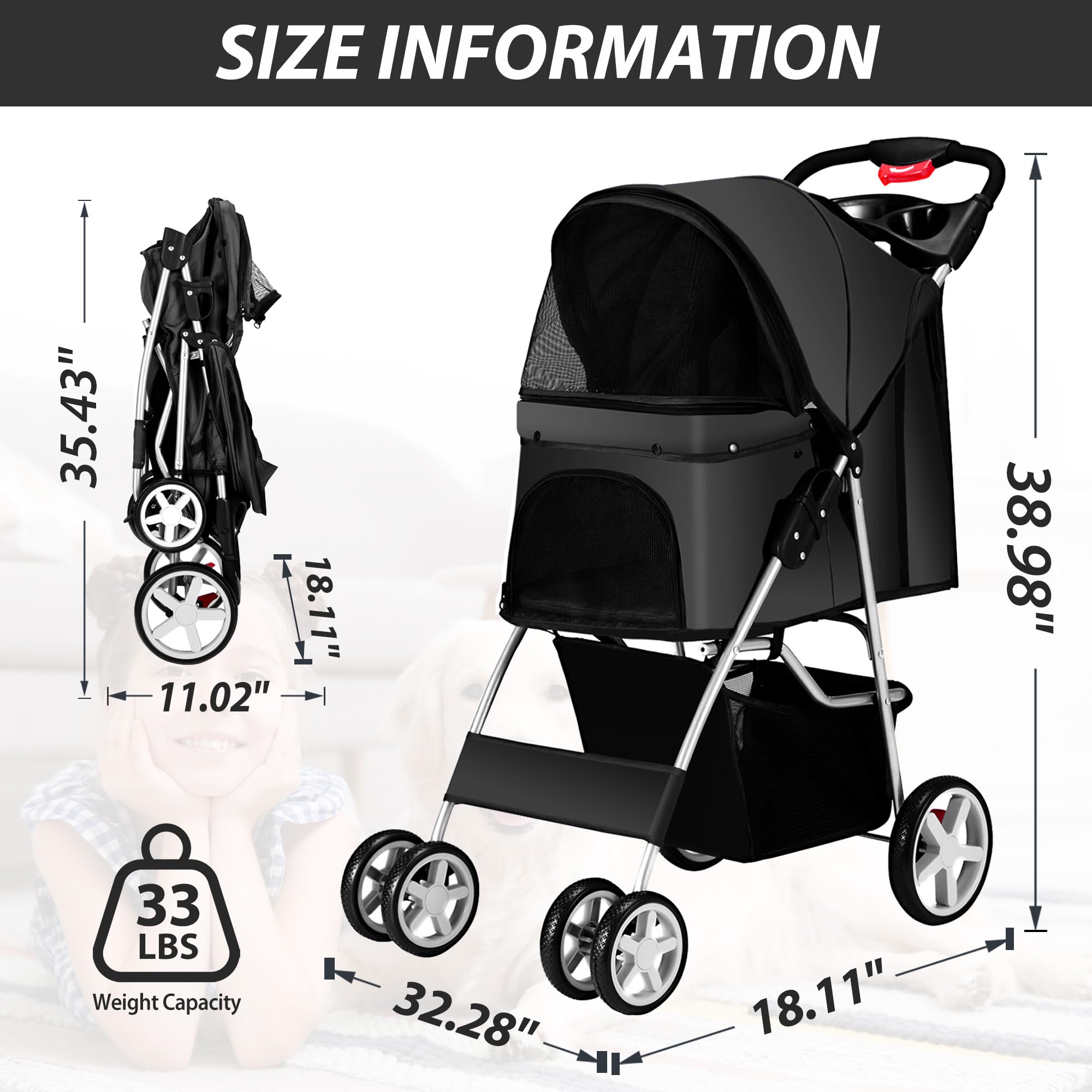 Unisakey pet stroller interior highlighting breathable mesh and cushion