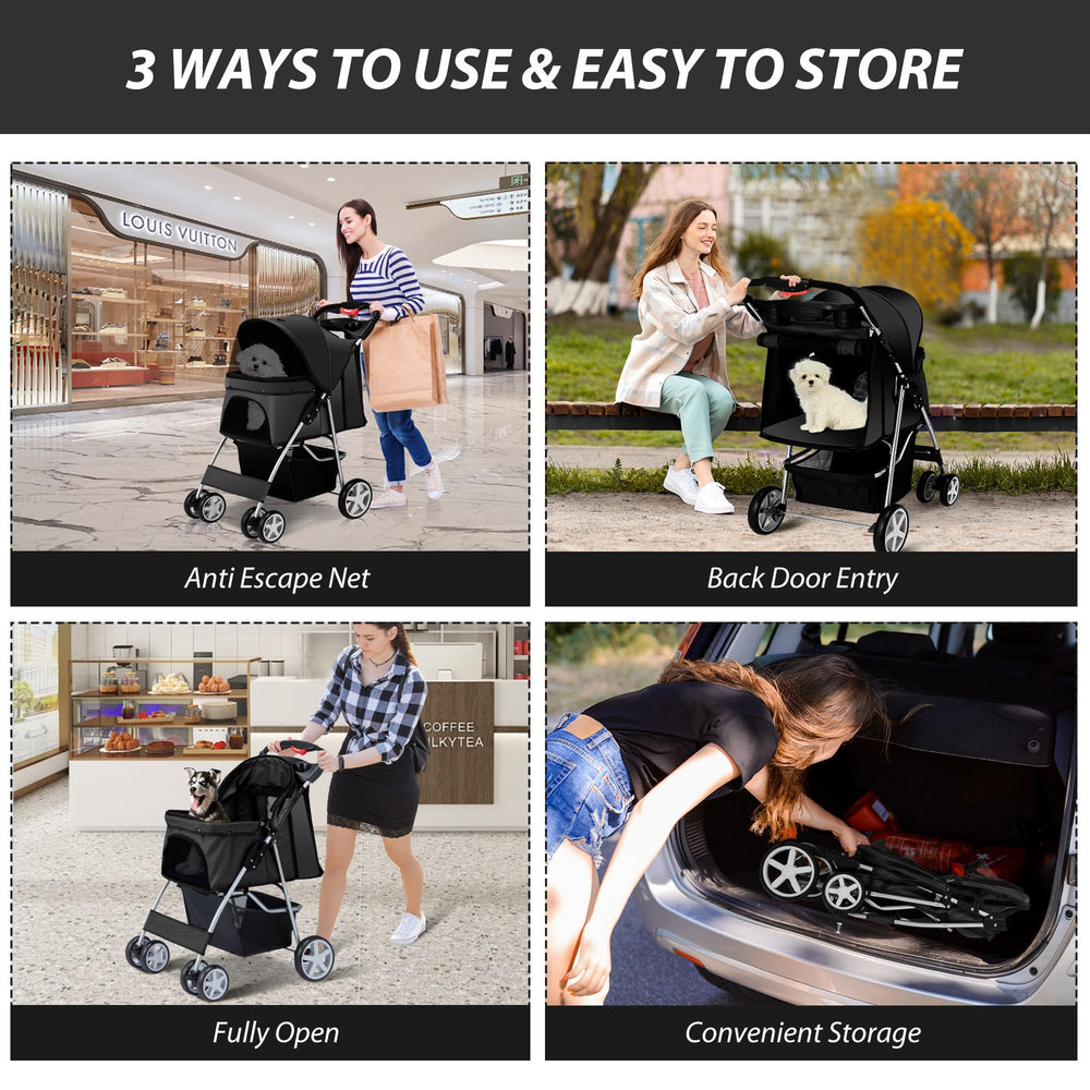 Unisakey pet stroller in park setting for urban strolling