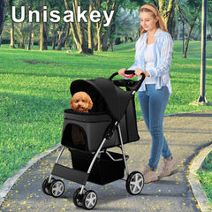 Unisakey pet stroller side view displaying space for pets