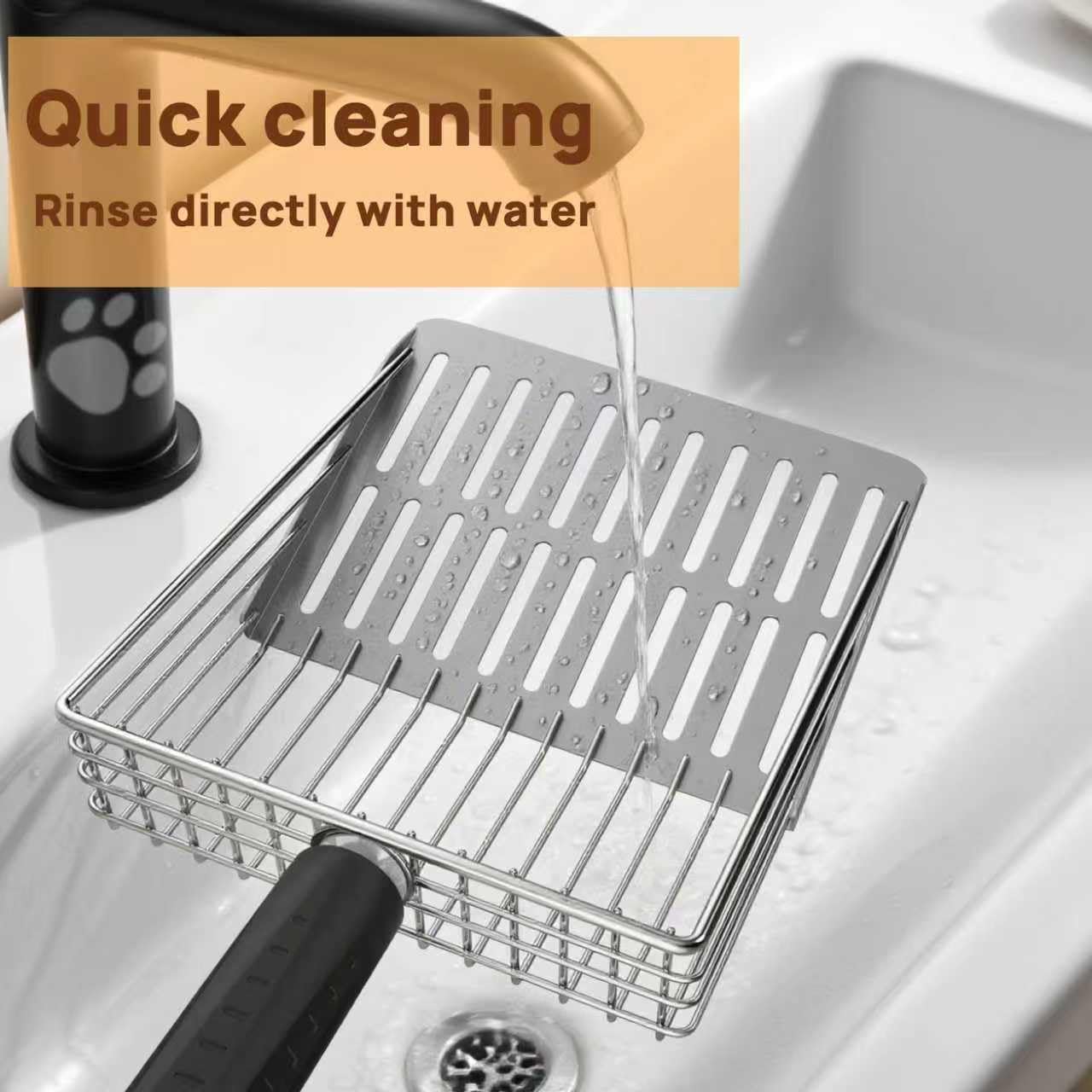 UNISOLODECHO metal stand shown with scoop for organized storage