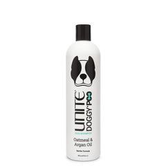 UNITE Doggy Poo Shampoo bottle delivering creamy lather for soothing bath and coat care.