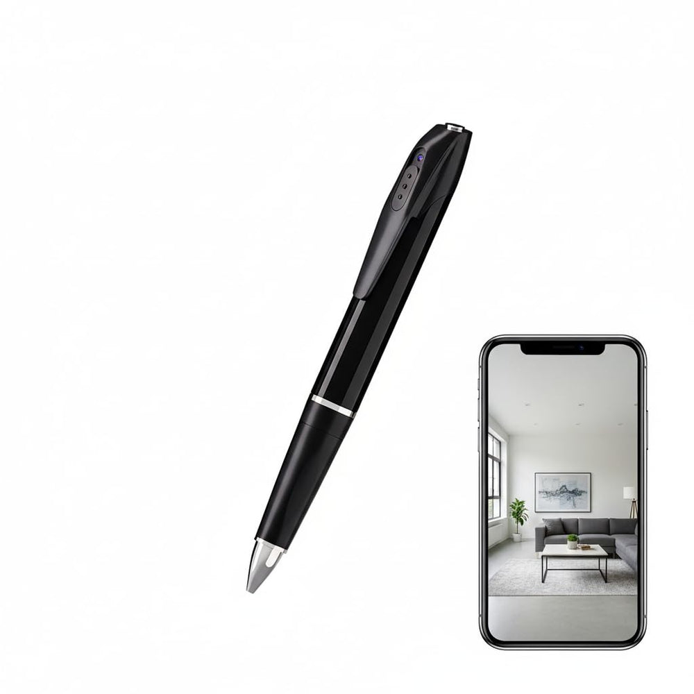 Unohoe pen camera front view for discreet monitoring with crisp 1080p footage.