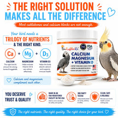 UnRuffledRx Bird Calcium Plus with included scoop for consistent dosing.