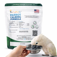 UnRuffledRx Calming Formula powder in water, easy dosing for daily use.