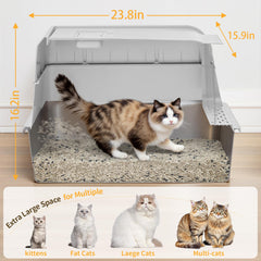 UNZIPE XL litter box lid flipped open for easy daily cleaning.