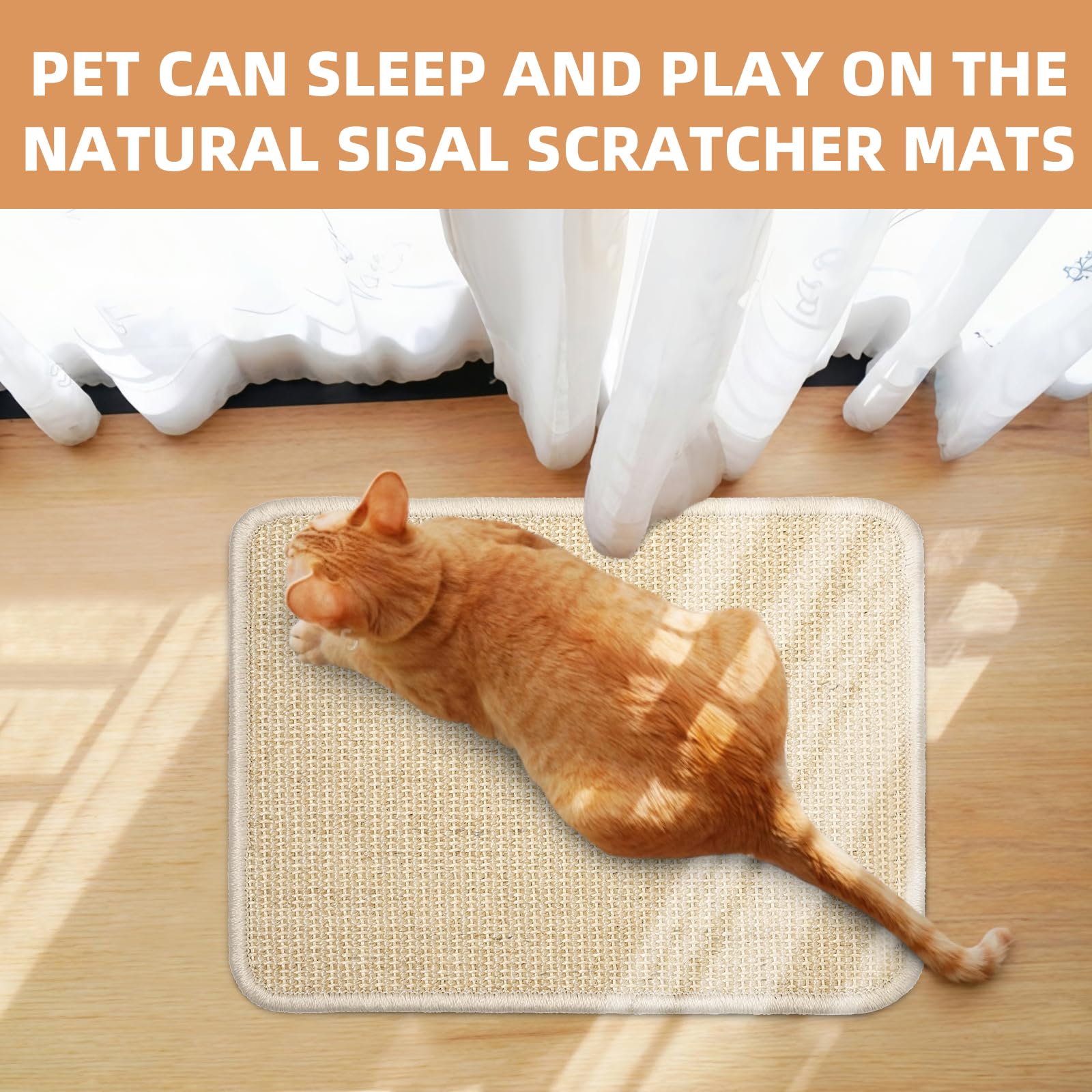 Uotey indoor scratcher mat for cats and rabbits versatile in rooms.