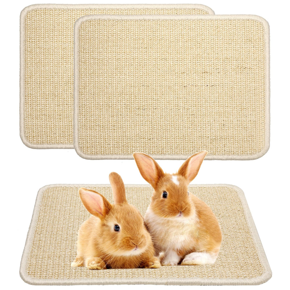 Uotey two-piece rabbit scratcher mat beige for indoor use and furniture protection.