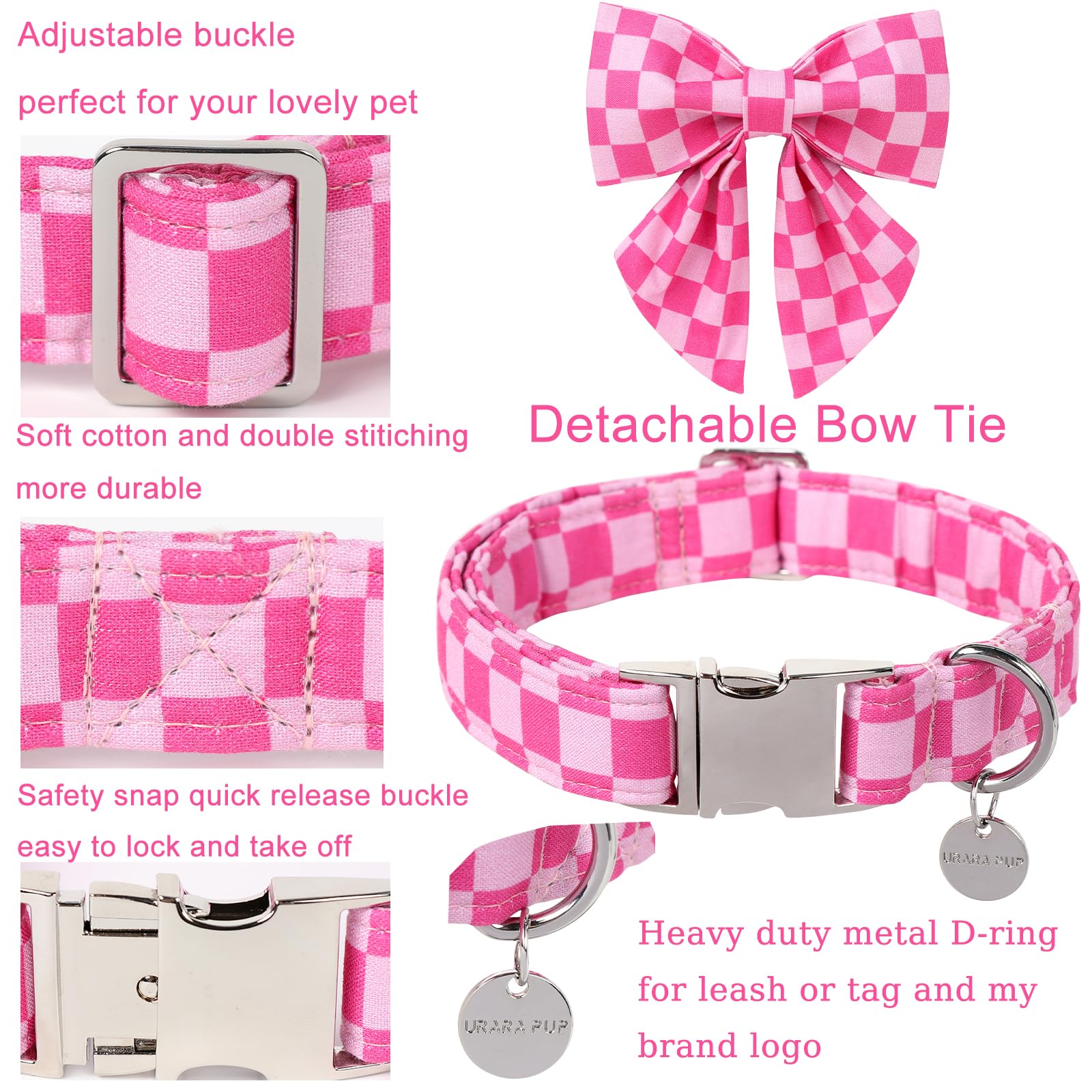 UP URARA PUP bow tie detail highlighting charming puppy accessory.