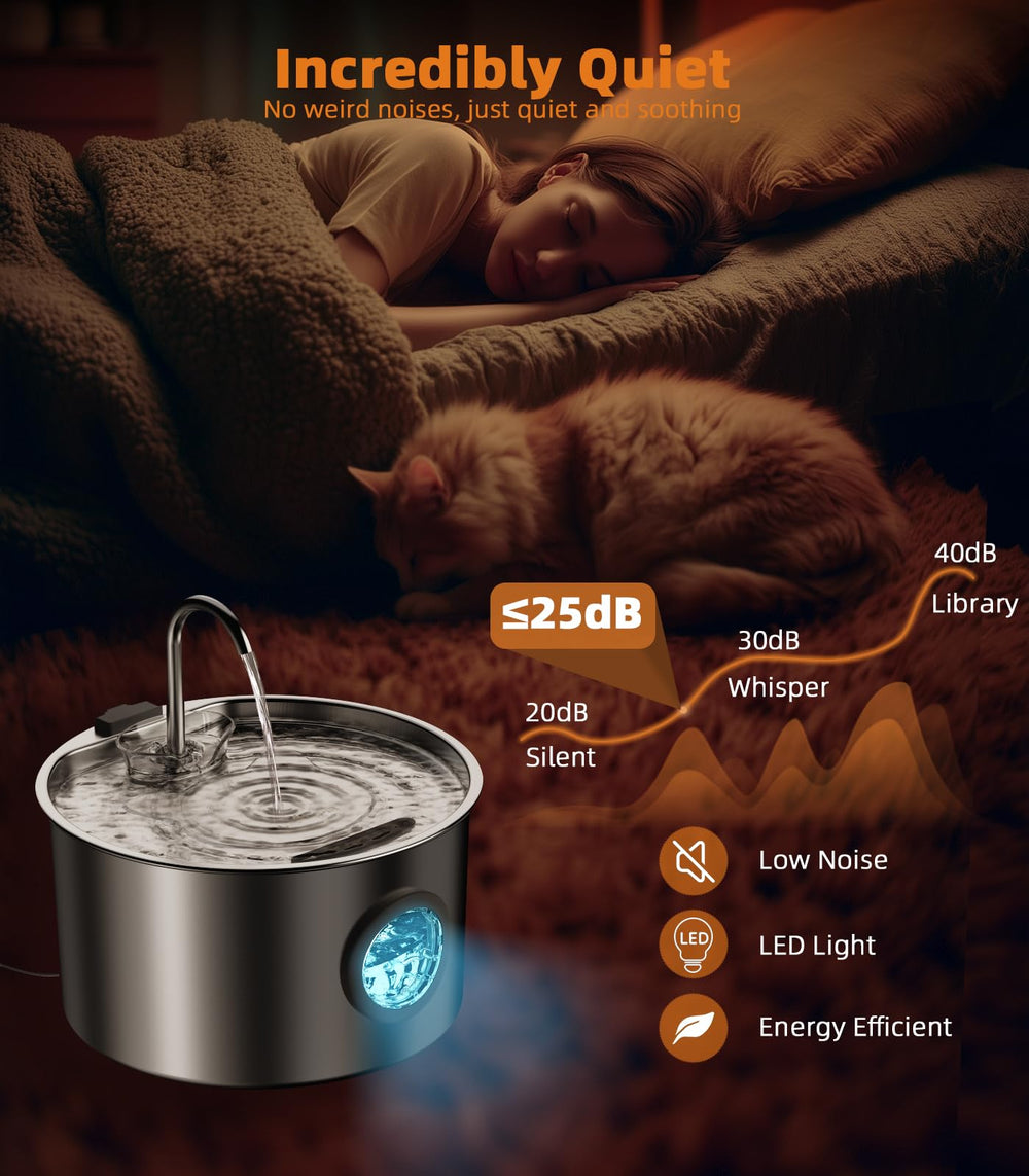 UPAWPIA cat fountain streaming design entices pets to drink more water.