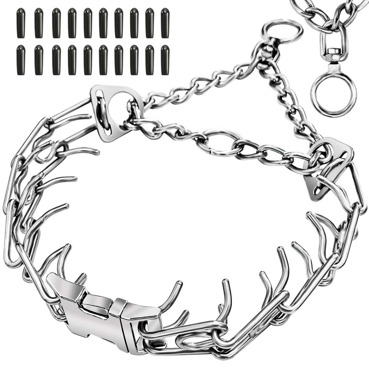 UPDOPEF stainless steel dog collar with 360° swivel for tangle-free walks
