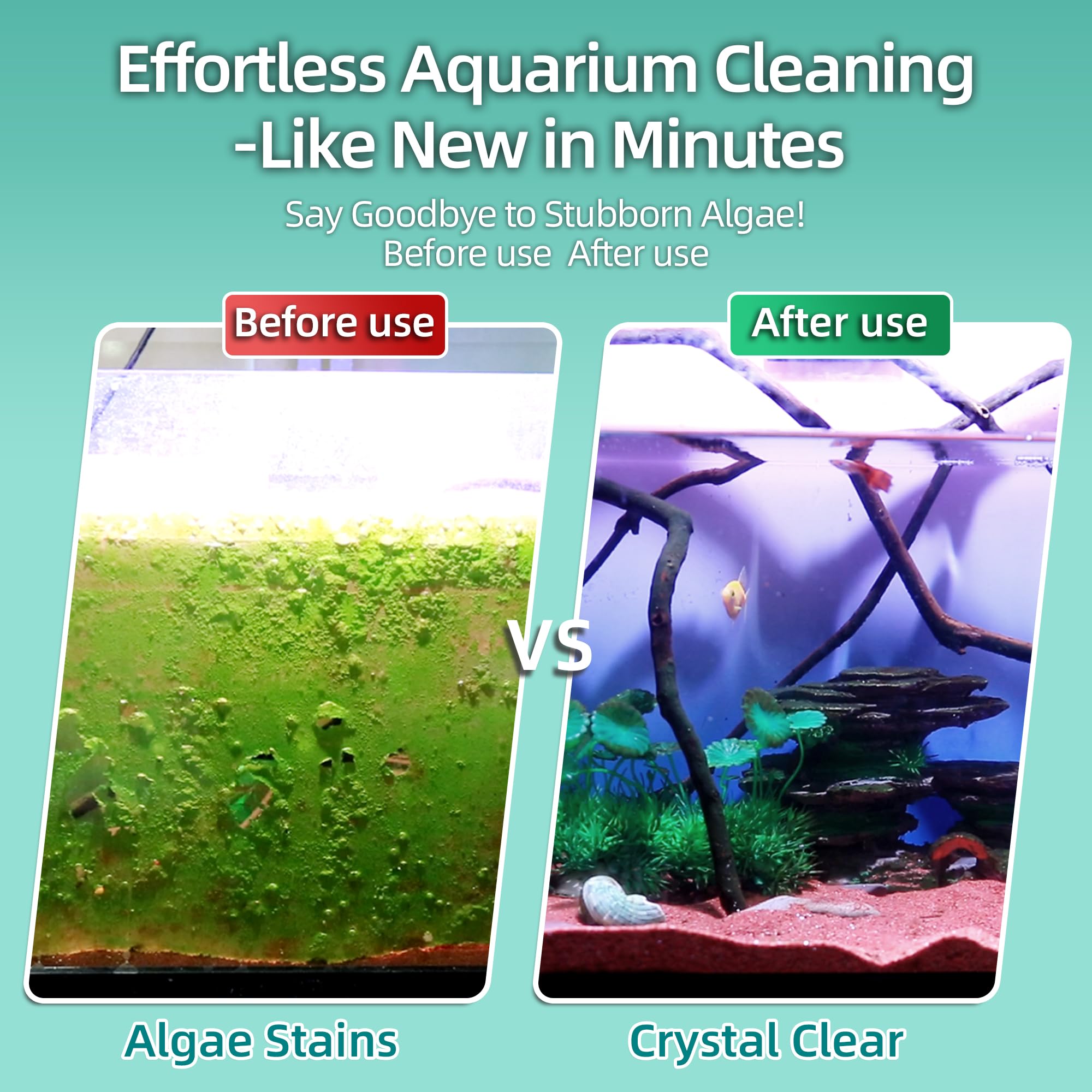 UPETTOOLS in-use setup shows effortless scrubbing in a 30-gallon tank.