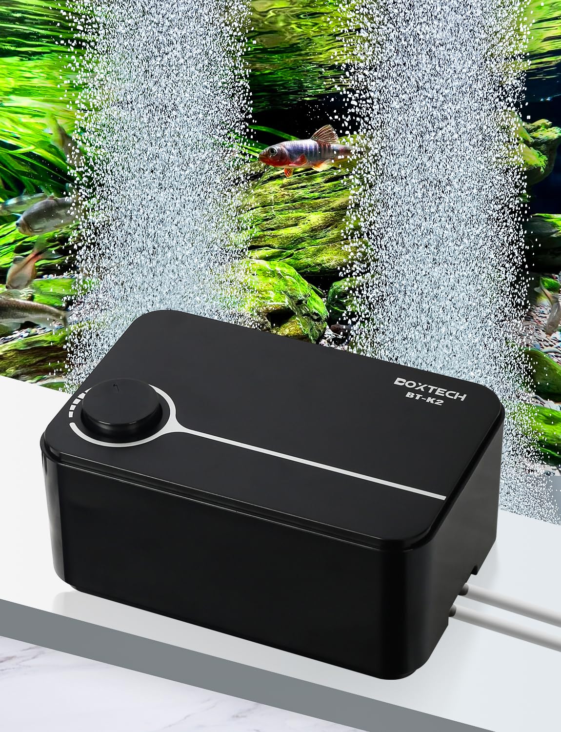 UPETTOOLS aquarium air pump dual outlets deliver even aeration for multi-device setups.