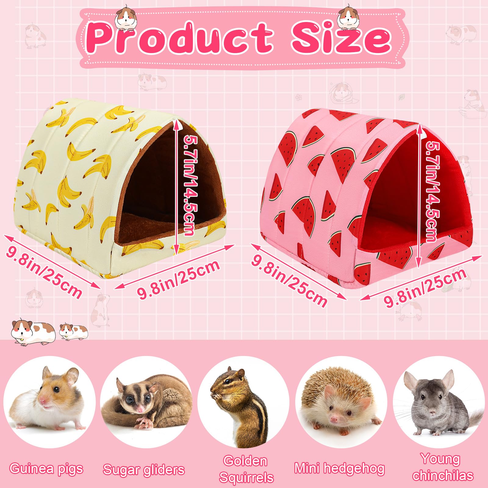 UPINS guinea pig bed side view shows stable non-slip base for secure placement