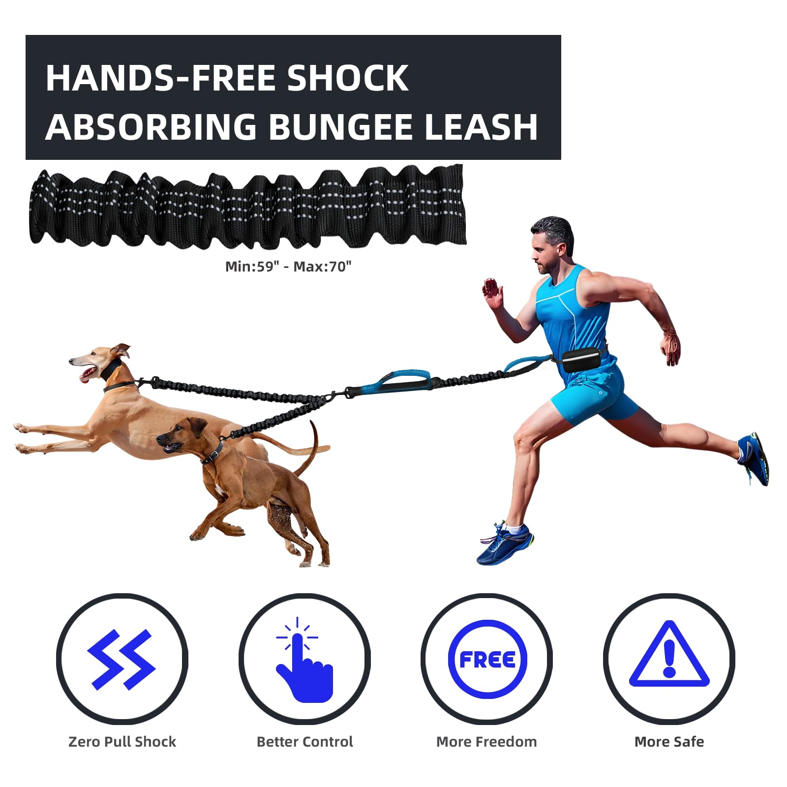 Uppetly dual-handle elastic bungee rope reduces tug on runs.