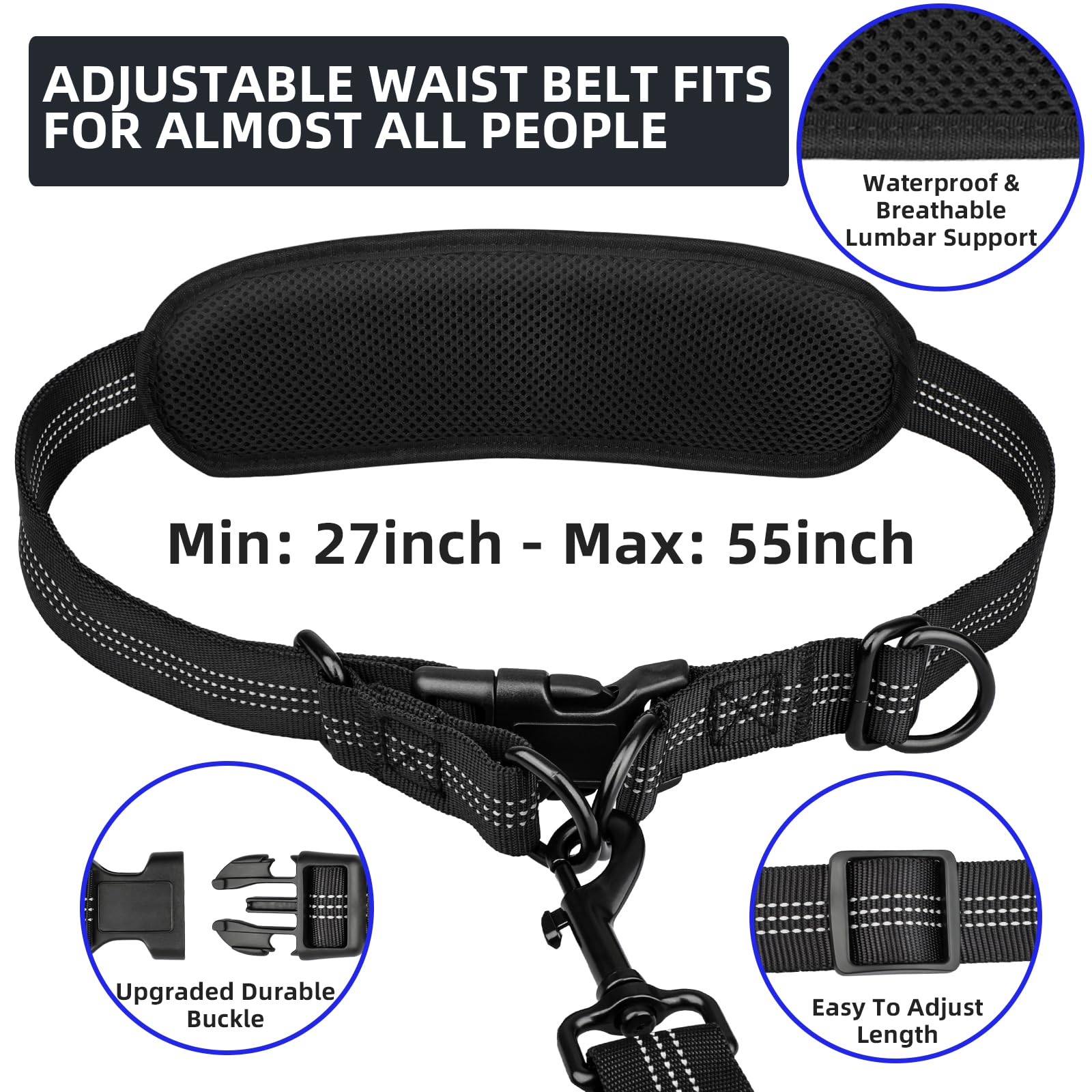 Uppetly padded waist belt cushions your back for long, comfortable walks.