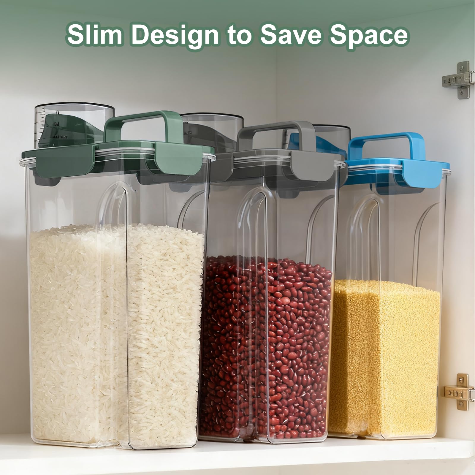 Uppetly slim-design saves pantry space and fits shelves.