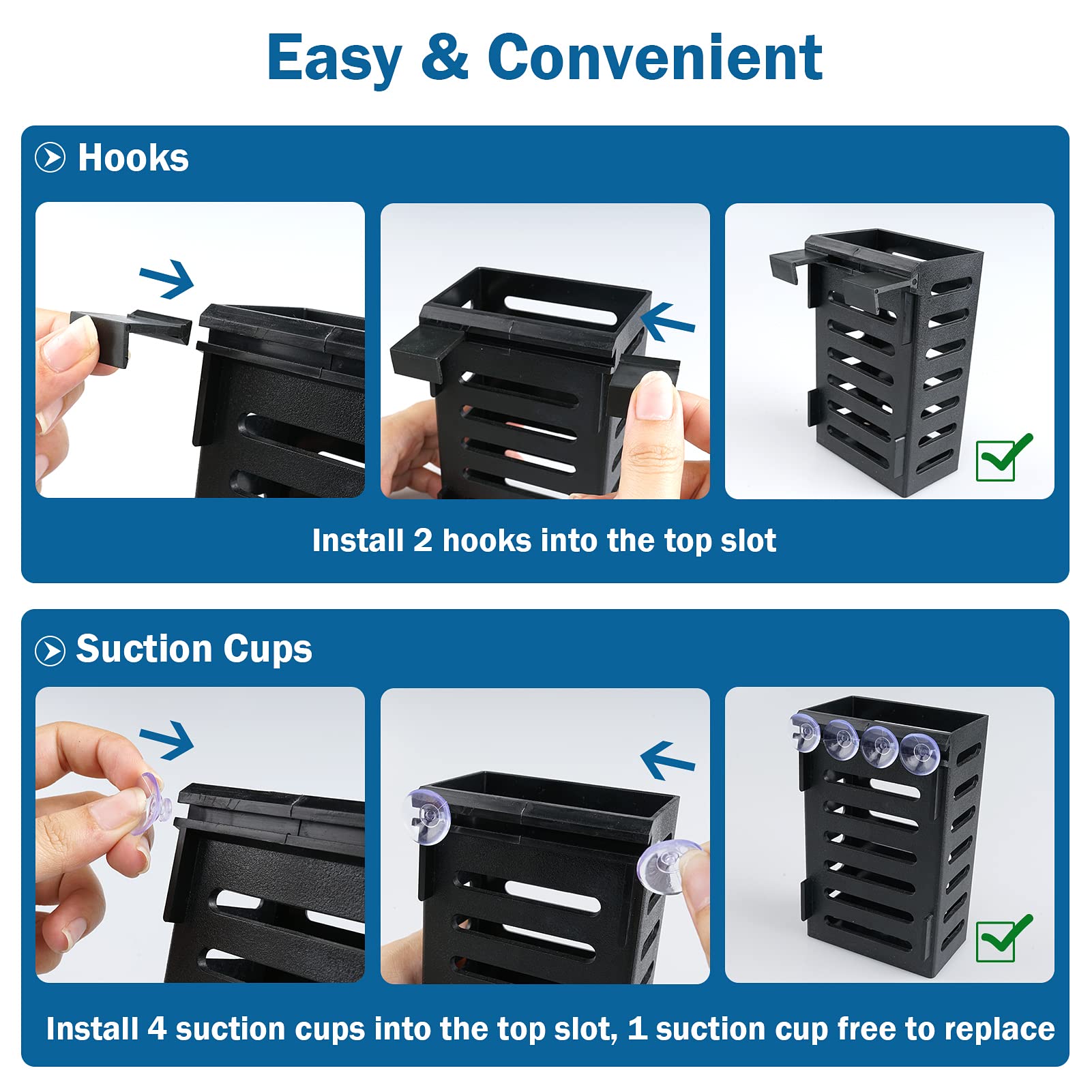 Plant holder shown attached with suction cups for versatile placement on glass.