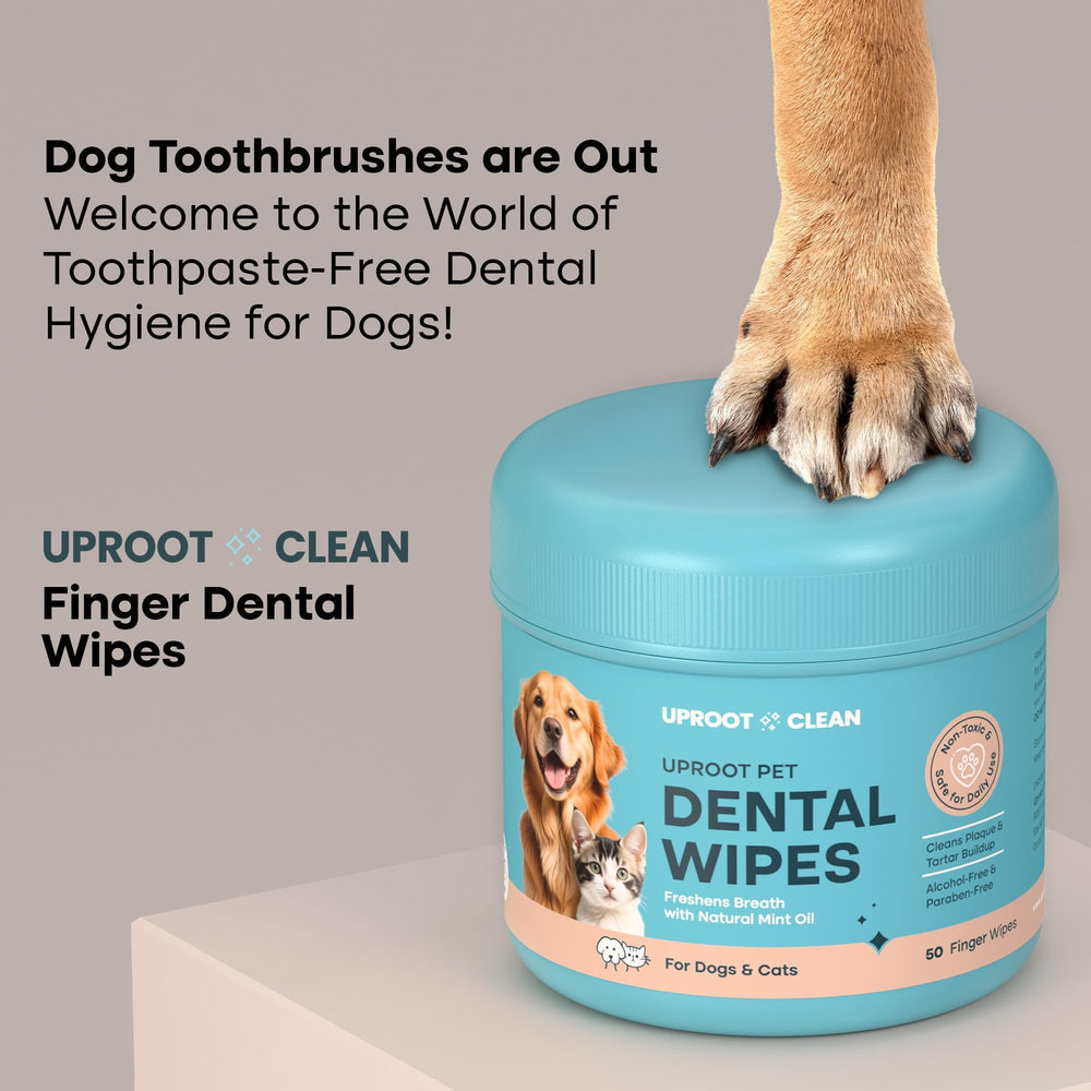 Uproot Clean cat and dog teeth wipes soft disposable texture scrubs plaque