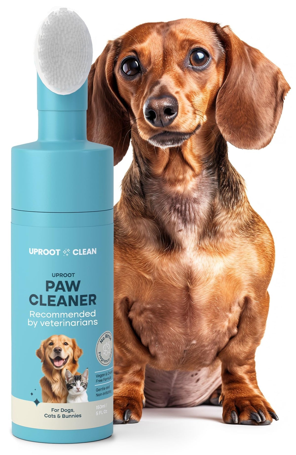 Uproot Clean dog paw cleaner close-up of bristle brush for gentle scrubbing.