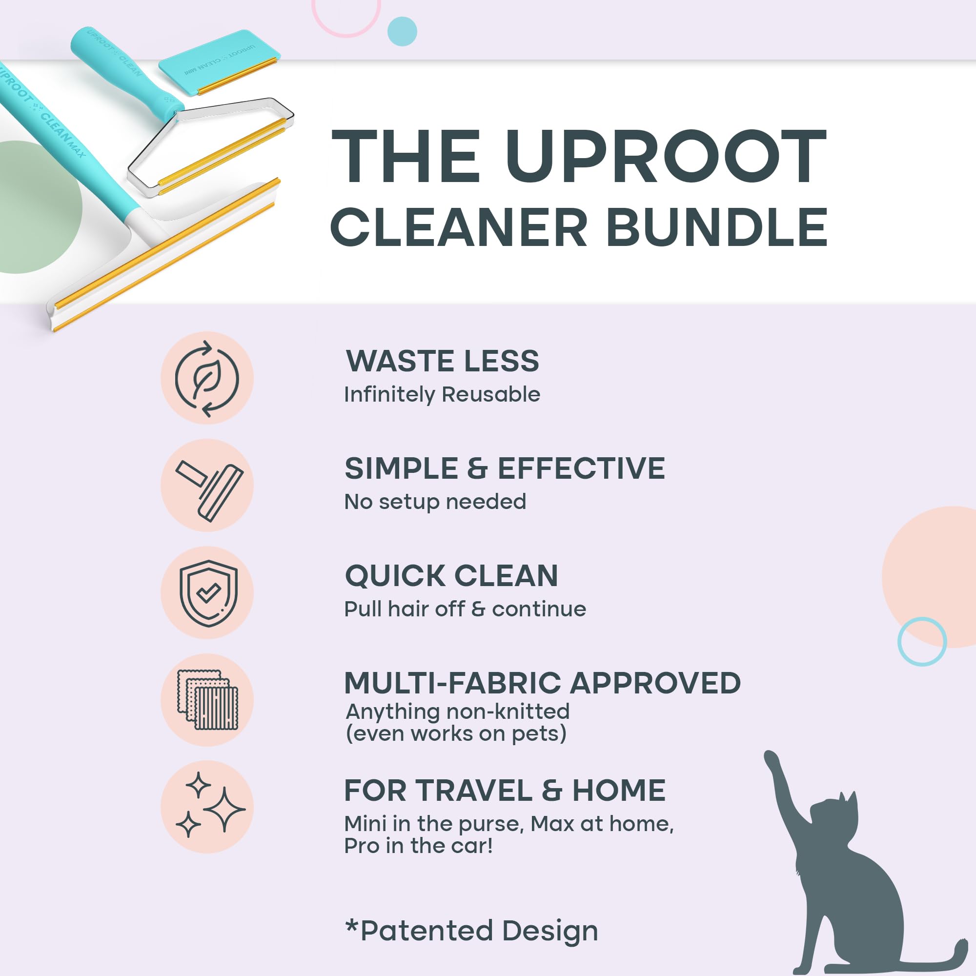 Uproot Clean Fur-Nado Max carpet scraper lifts pet hair from carpets