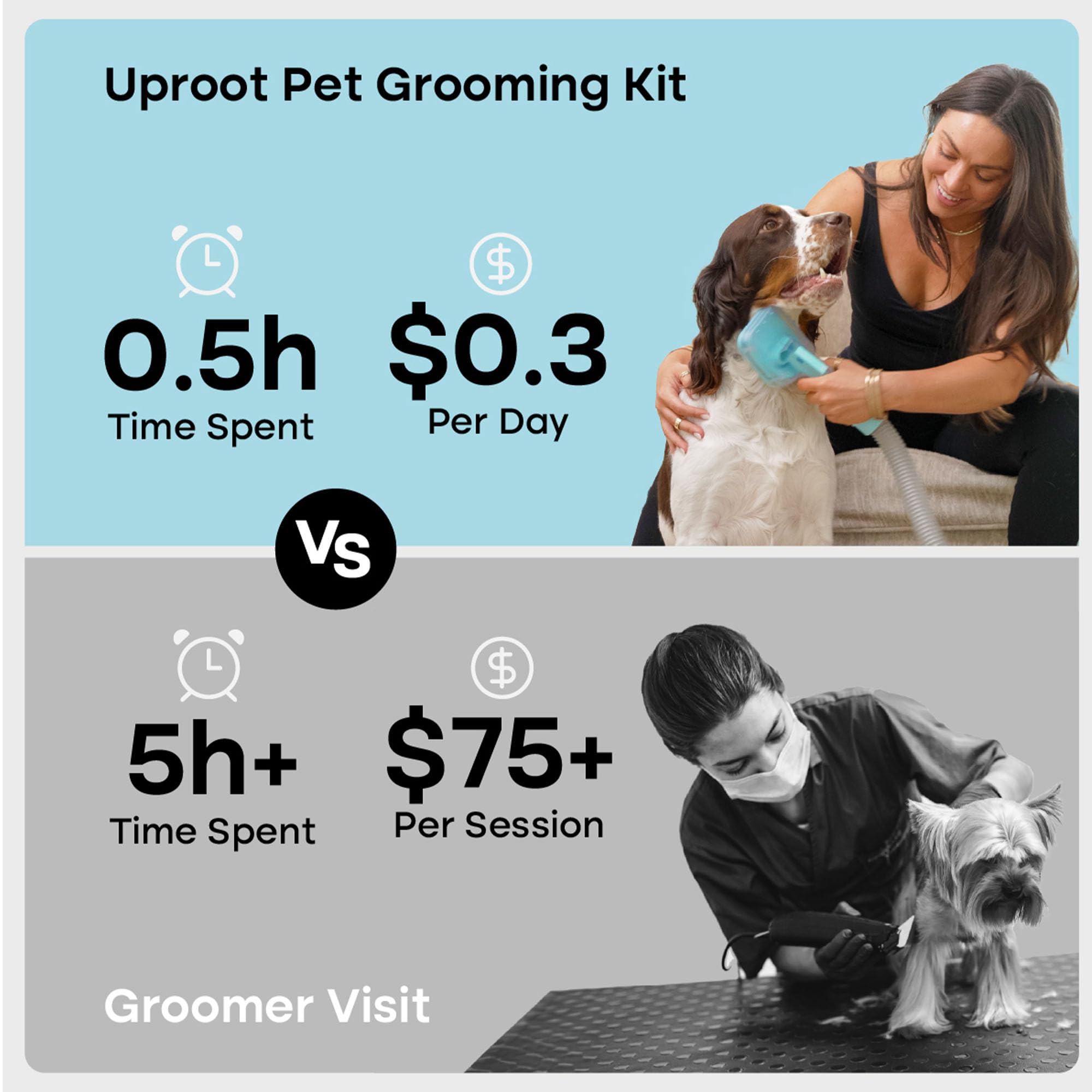 Uproot Clean Pet Groomer Vacuum Kit hepa filter improves air quality after grooming