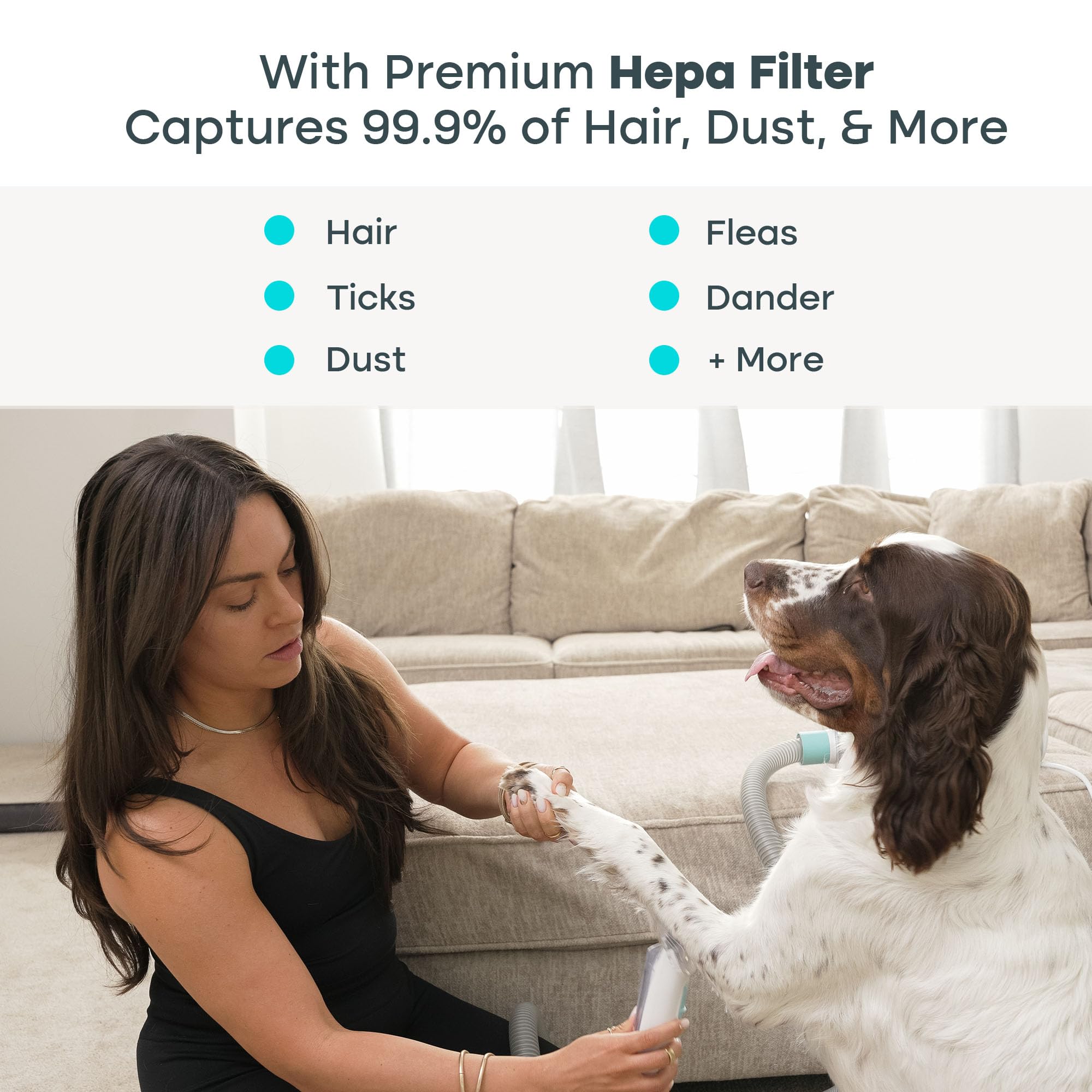 Uproot Clean Pet Groomer Vacuum Kit trim attachment enables precise grooming without scatter