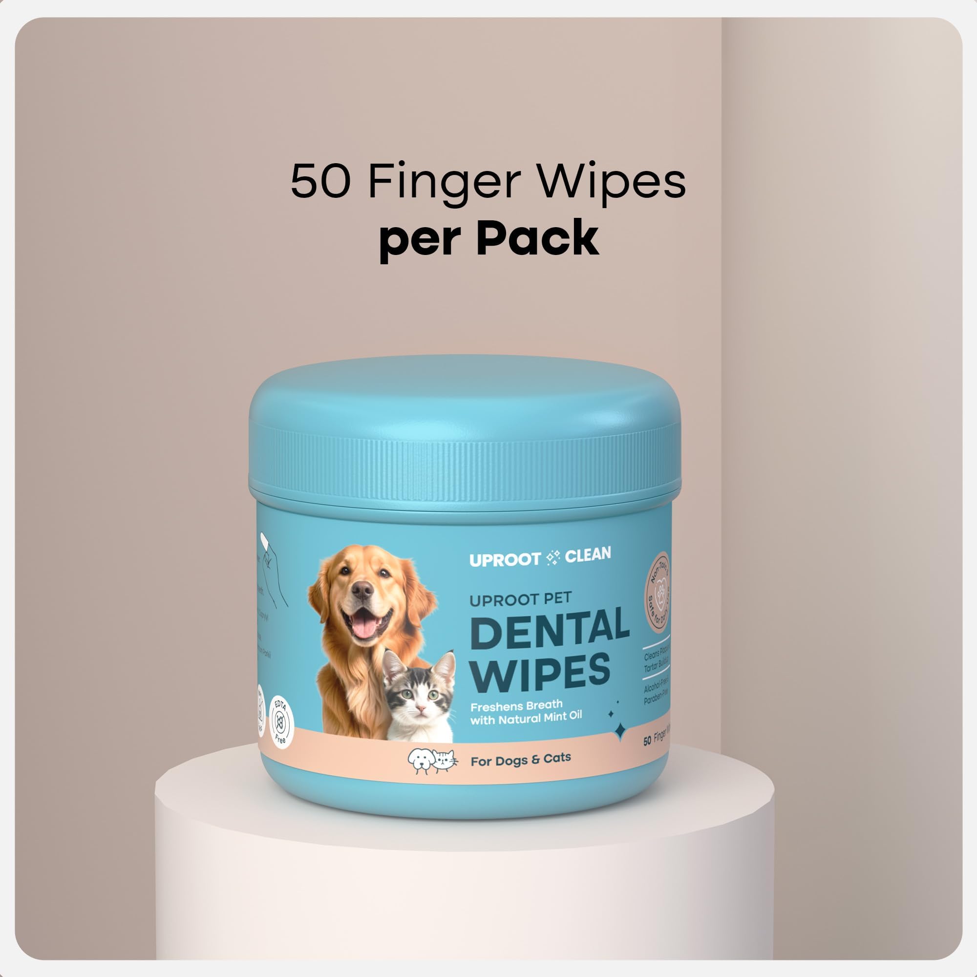 Uproot Clean plaque and tartar fighting wipes for fresher breath