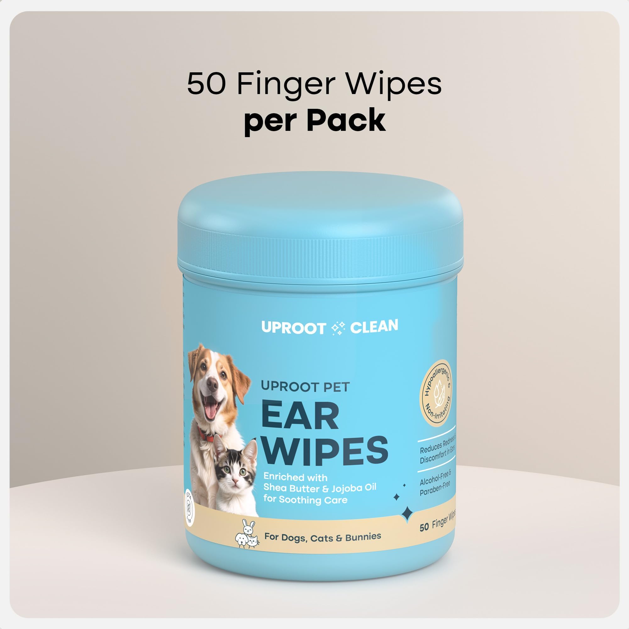 Uproot Clean ear wipes support a calm grooming routine.